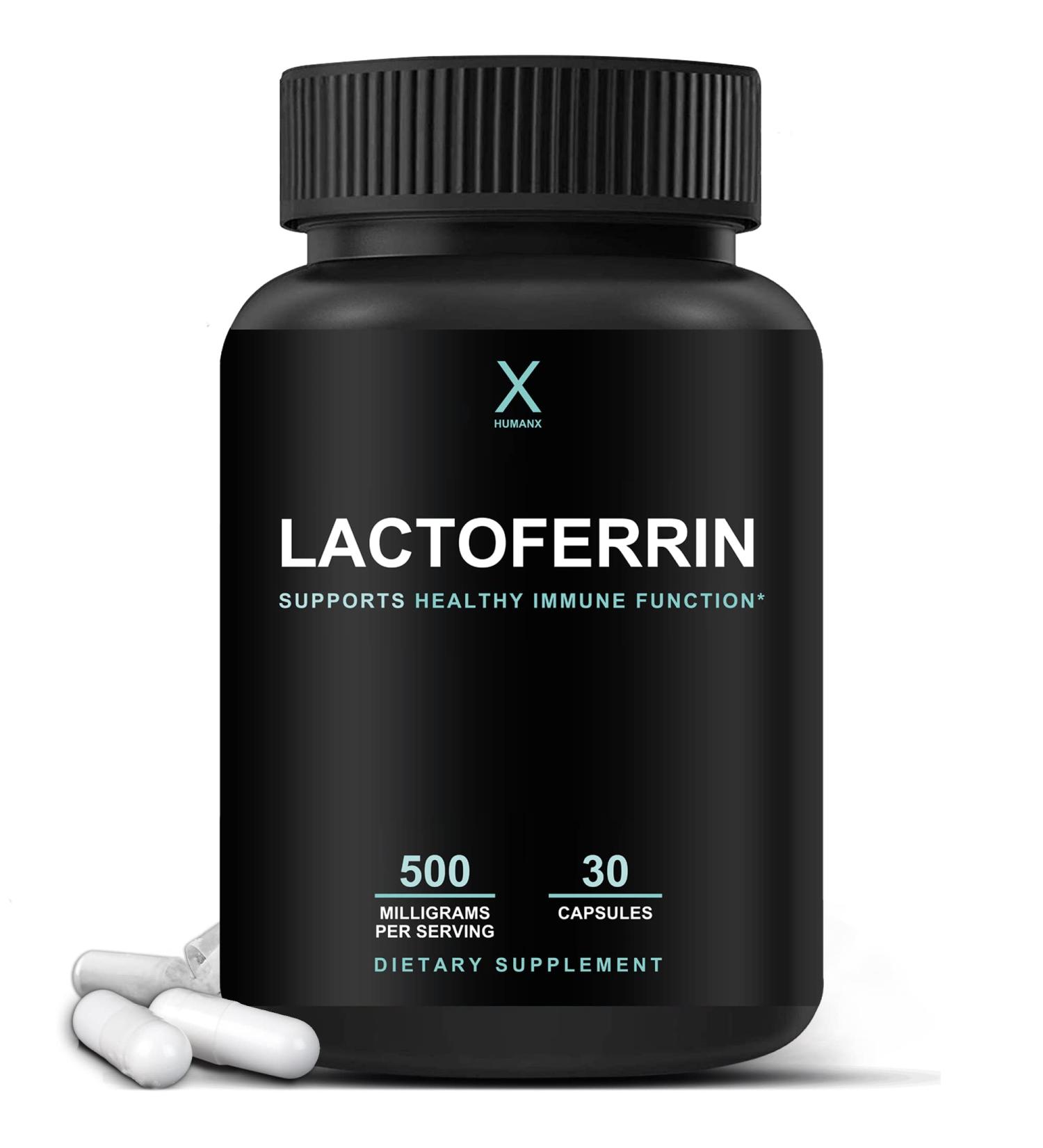 HUMANX Lactoferrin 500mg - Third Party Tested - Gluten Free Non GMO Soy Free - Supports Healthy Immunity & Iron Absorption - Buy Online on GoSupps.com