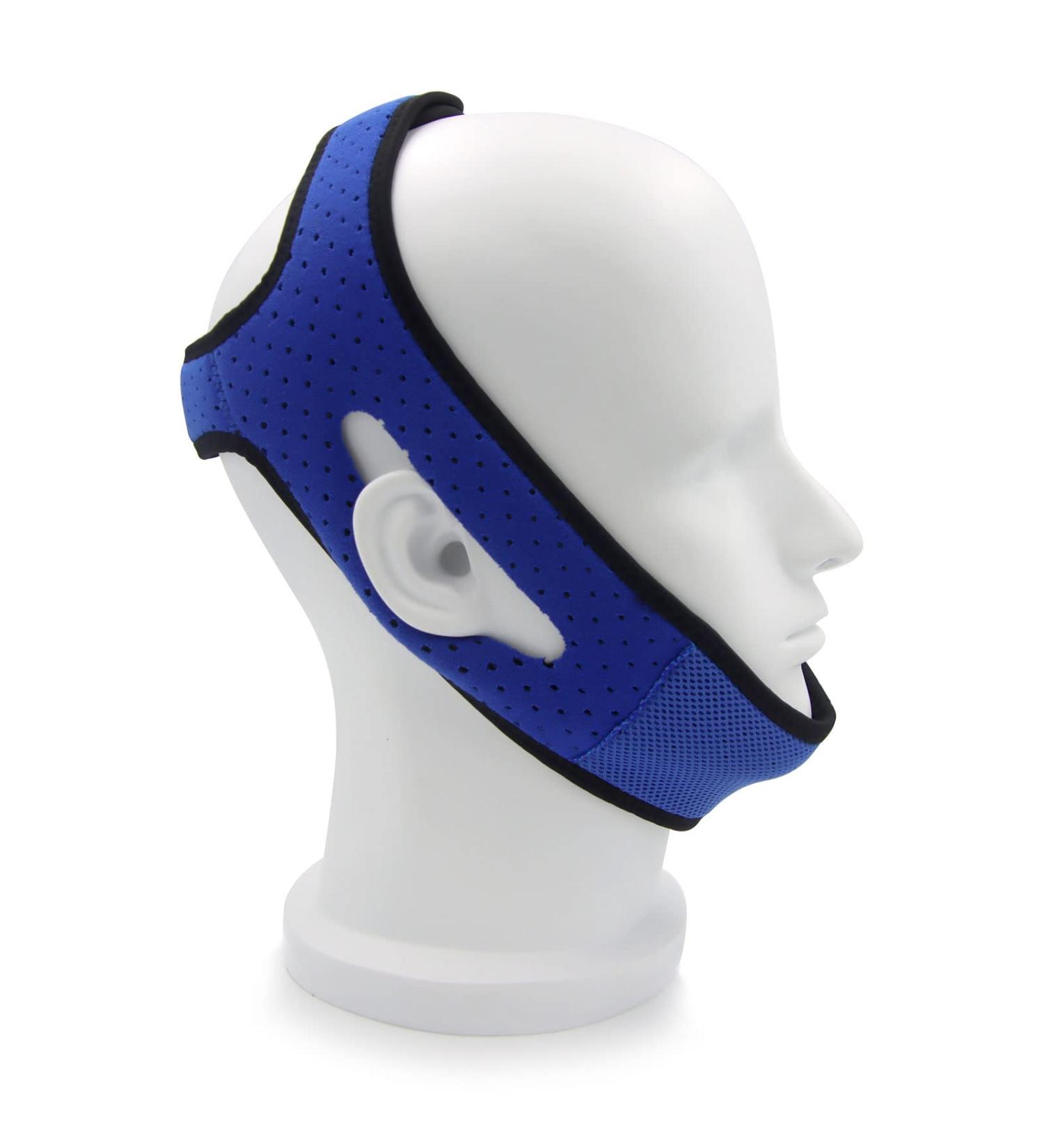 Adjustable Anti Snore Chin Strap - Stop Snoring Devices - Breathable Head Band - Blue&Black - Buy Online on GoSupps.com