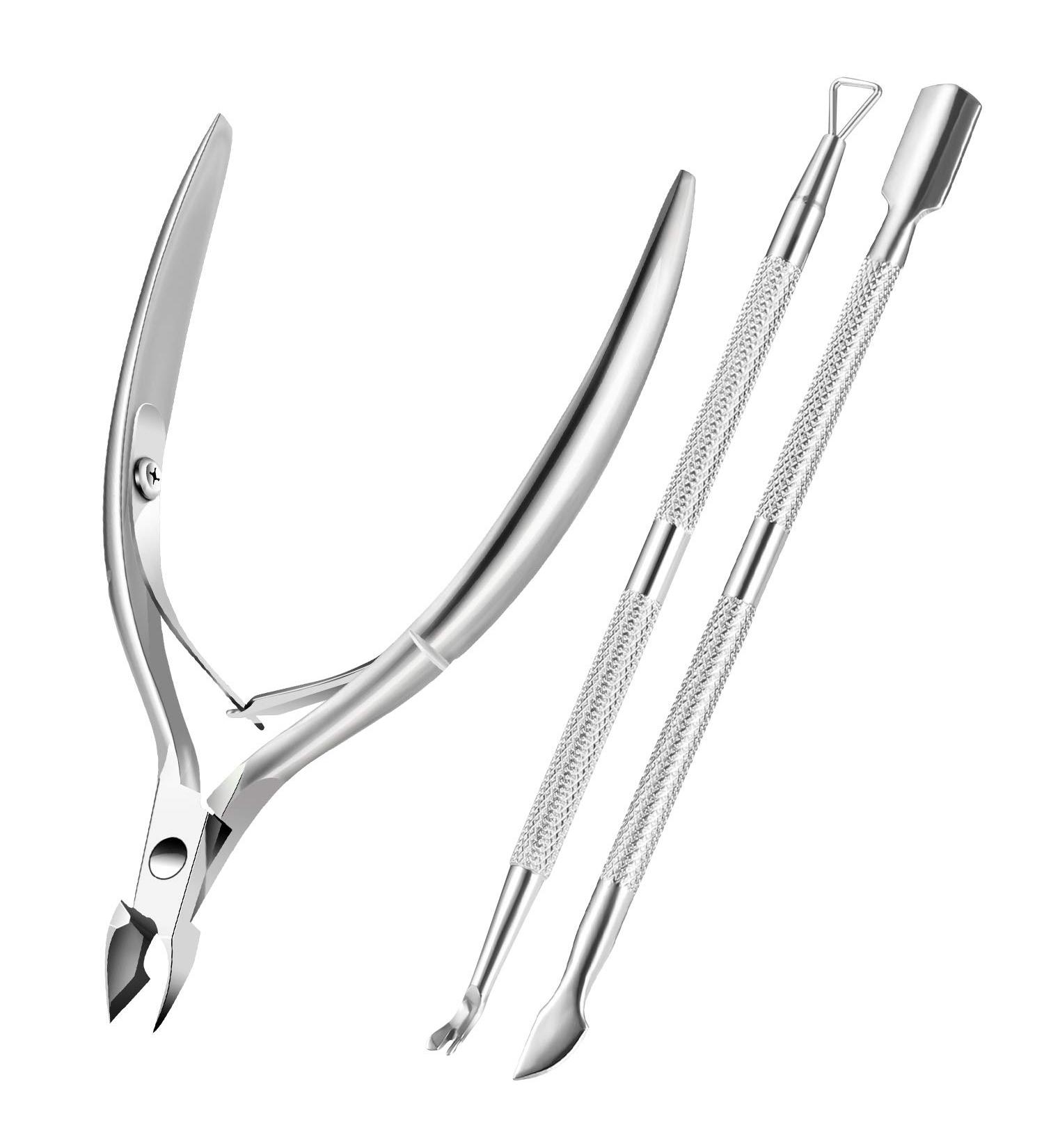 XUNXMAS Cuticle Trimmer & Pusher Set - Dead Skin Clipper Manicure Pedicure Tools (Silver) - Buy Online on GoSupps.com