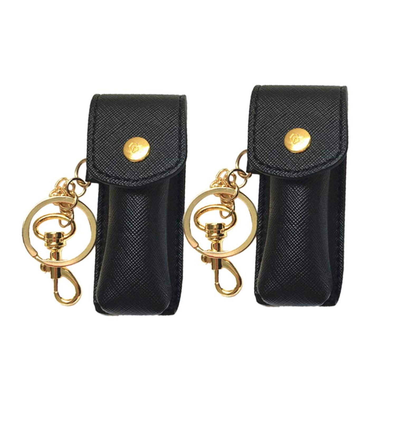 Black Keychain Holder Set - 2 Lipstick & Lip Balm Holders with Keychain | Stylish & Functional Organizer - Buy Online on GoSupps.com