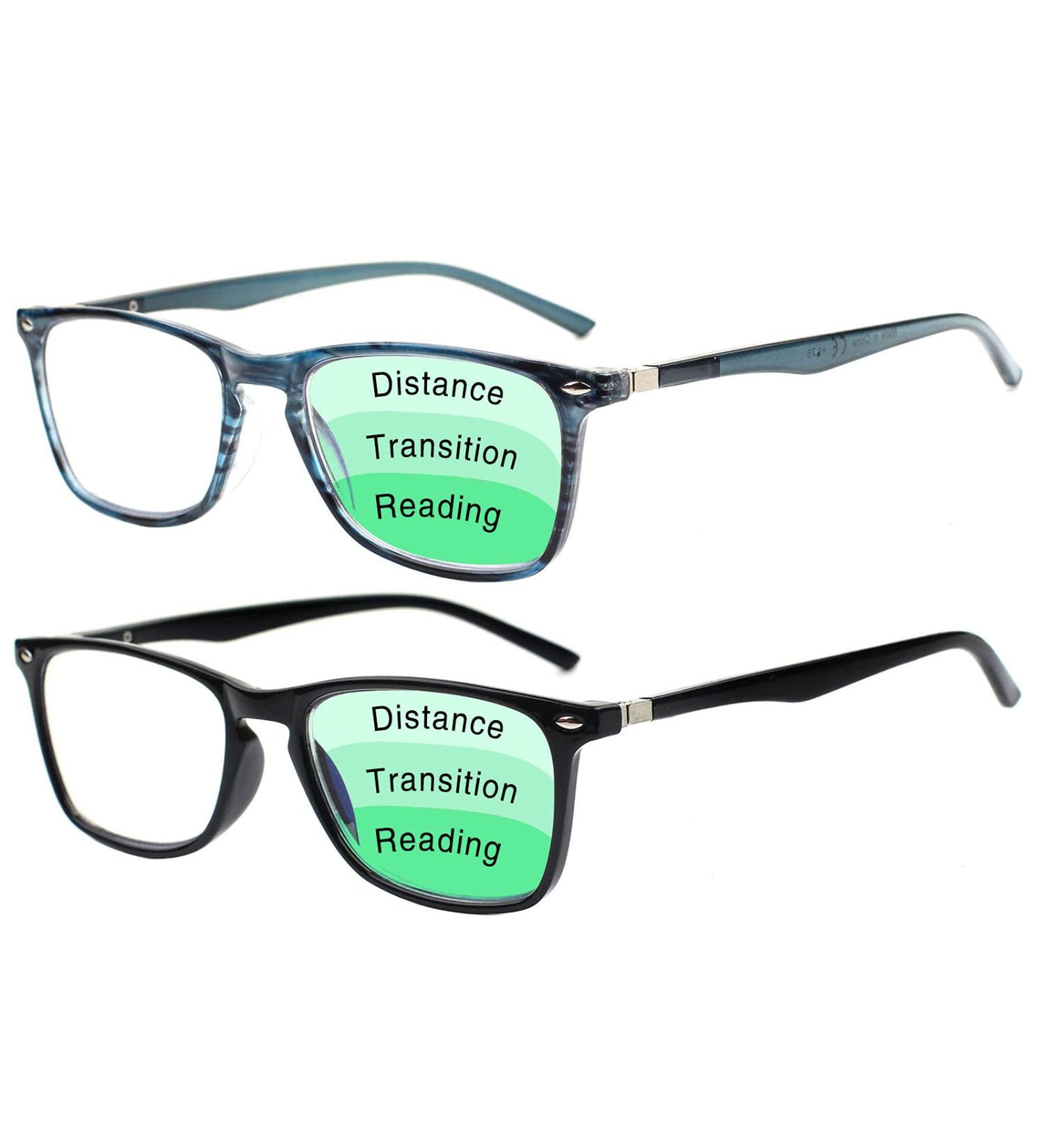 SIGVAN Progressive Multifocal Computer Reading Glasses Blue Light Blocking Eyeglasses 1.75x - Unisex Blue Black Design - Buy Online on GoSupps.com