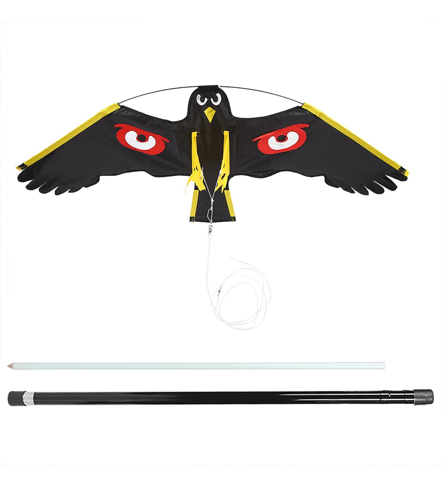 Extendable Bird Repeller Scarer Flying Hawk Kite Kit Repeller with 7m Telescopic Pole Widely Used in Backyard Lawn and Farm Garden Scarecrow Yard - Buy Online on GoSupps.com