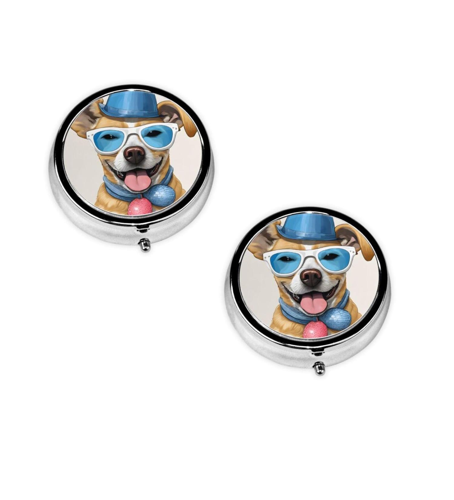 French Bulldog Mini Round Pill Box | 3-Compartment Travel Pill Organizer | Portable Medication Case for Home & Office - Buy Online on GoSupps.com