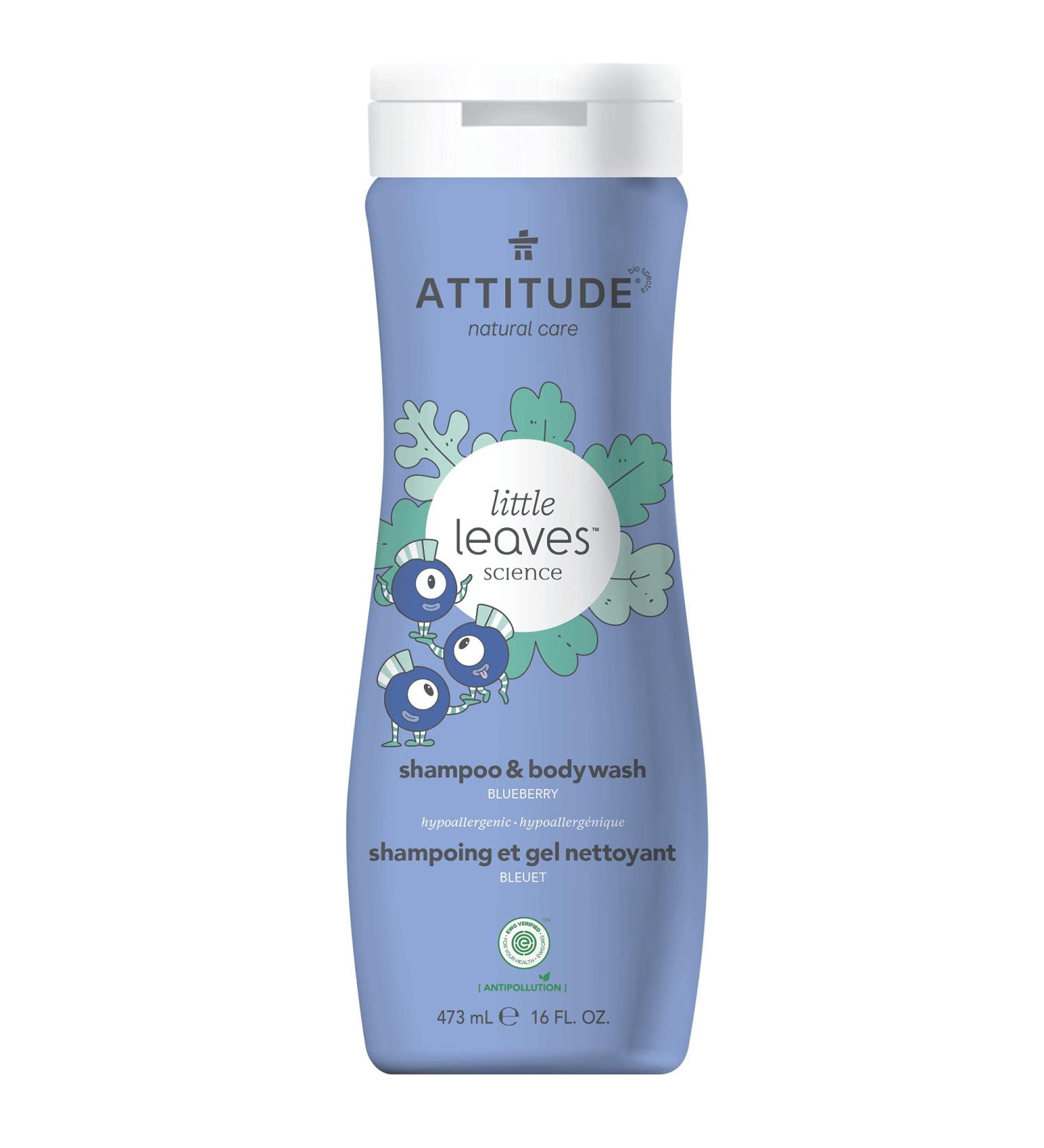 ATTITUDE Kids Shampoo & Body Wash - EWG Verified, Plant-Based, Hypoallergenic, Vegan & Cruelty-Free - Blueberry - 16 Fl Oz - Buy Online on GoSupps.com