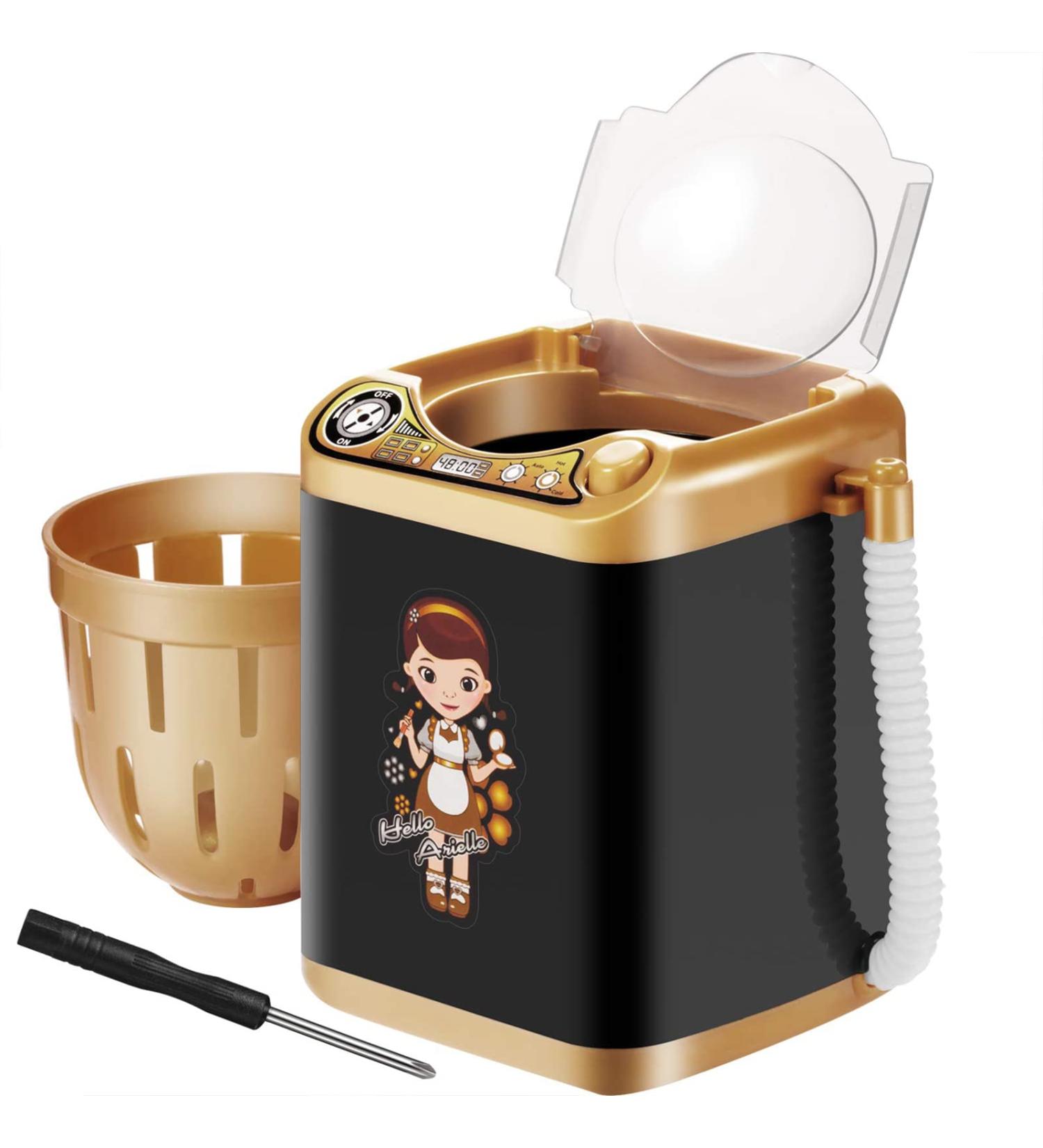 Mini Automatic Makeup Brush Cleaner - Black and Golden Brush Washing Machine for Women and Girls - Buy Online on GoSupps.com