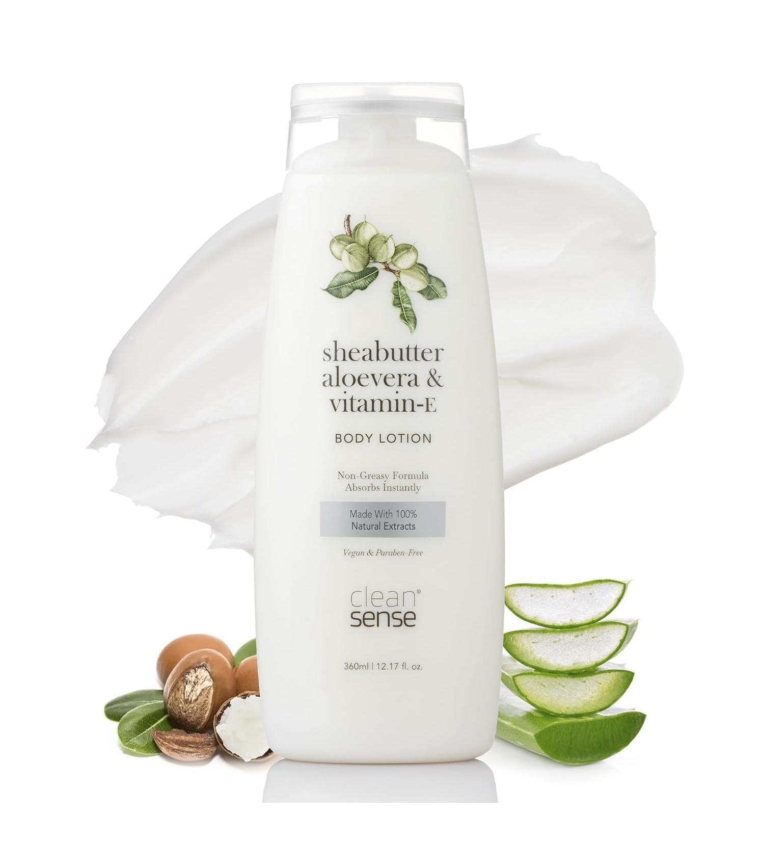 Cleansense Body Lotion - 360ml Non-Greasy Moisturizer with Shea Butter Aloe Vera & Vitamin E | 100% Vegan & Paraben Free | Ideal for Men & Women | International Shipping Available - Buy Online on GoSupps.com