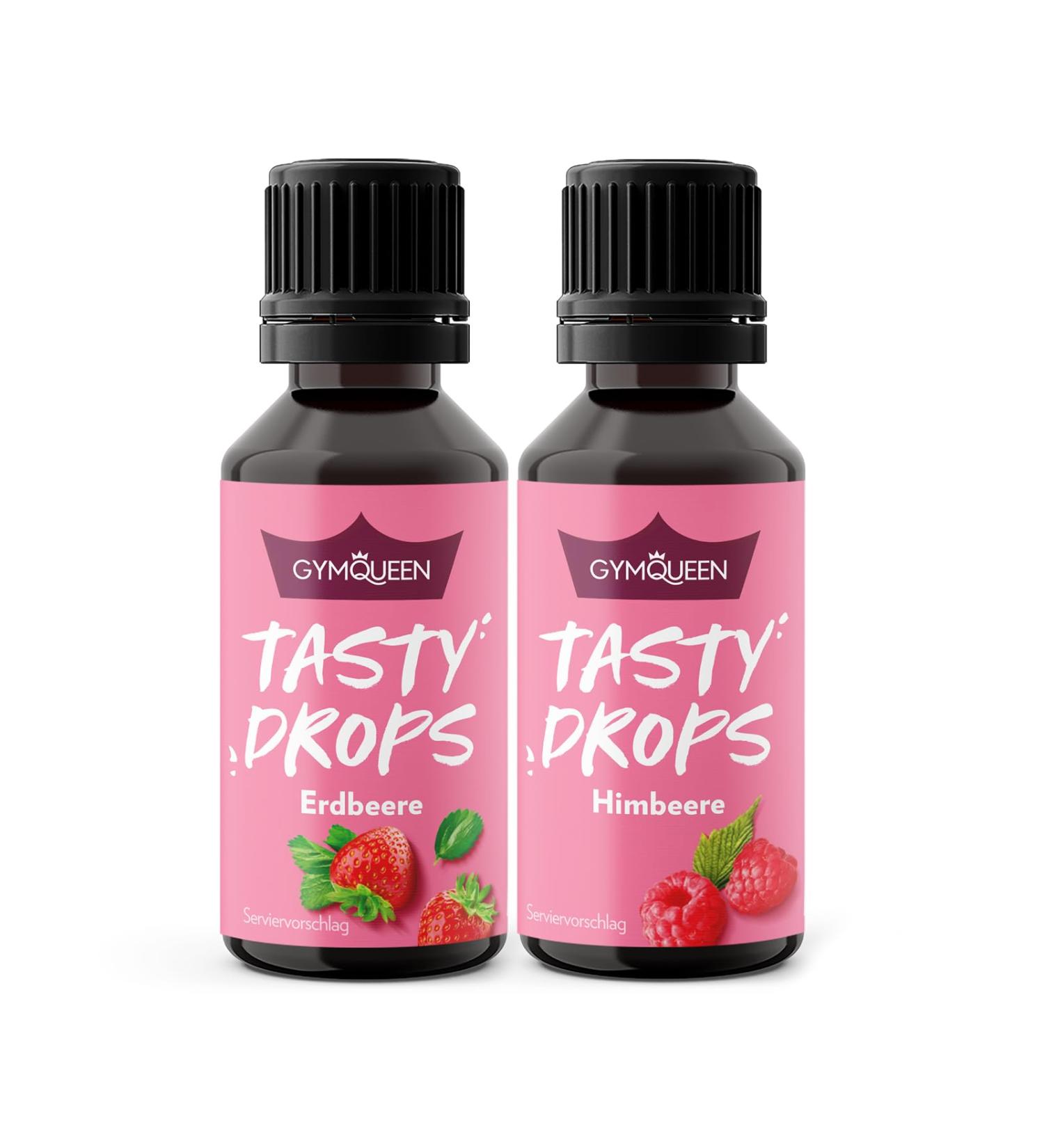 Buy GymQueen Tasty Drops - Strawberry & Raspberry Flavor (2x30ml) | Calorie-Free Gourmet Drops - Buy Online on GoSupps.com