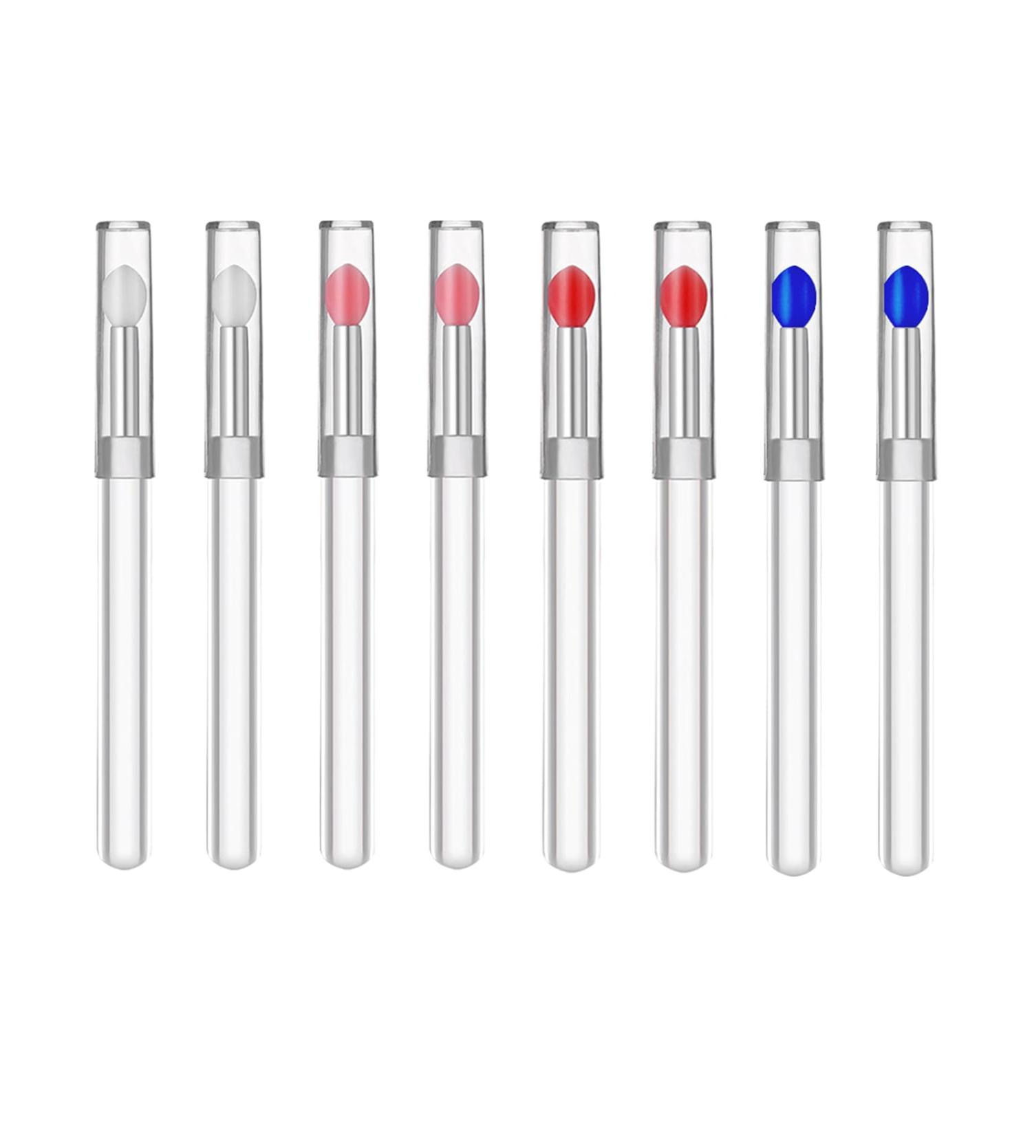Buy Silicone Lip Brushes - 8 Pcs Reusable Eyeshadow & Lip Gloss Applicators | Beauty Tools in White Pink Red & Blue - International Shipping Available - Buy Online on GoSupps.com