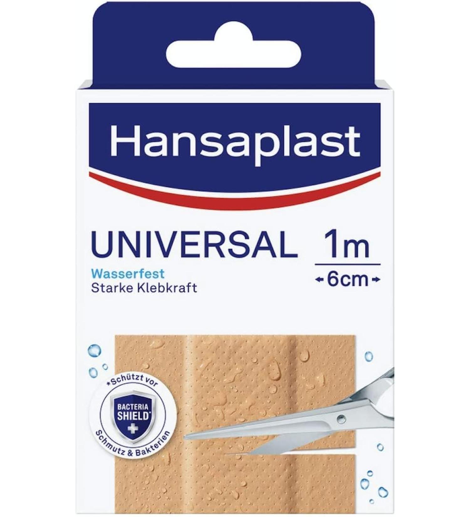 Hansaplast Universal Paving Roll 1m x 6cm - Dirt & Water-Repellent Wound Dressing with Strong Adhesive & Bacteria Shield - 100x6cm (1 Pack) | International Shipping - Buy Online on GoSupps.com
