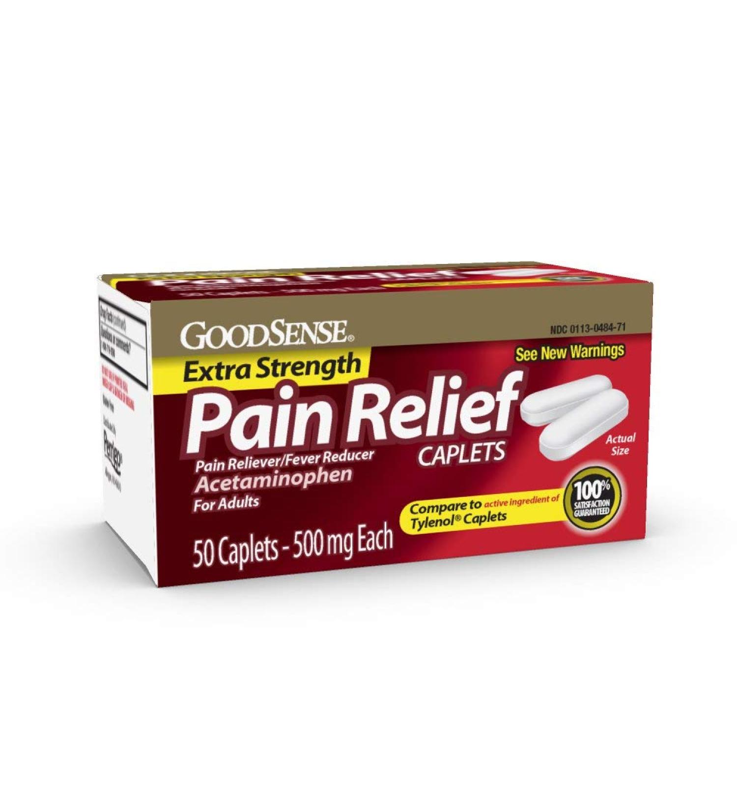 GoodSense Extra Strength Pain Relief Acetaminophen Caplets 500 mg - 50 Count - Buy Online on GoSupps.com