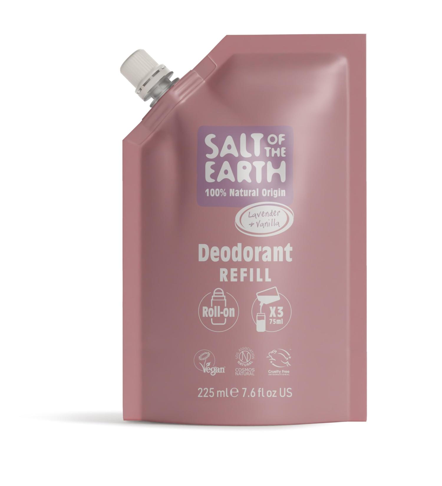 Salt of the Earth Recharge Roll-On D odorant Naturel x3 Utilisations Lavande & Vanille V gan Protection Longue Dur e Certifi Leaping Bunny Fabriqu au Royaume-Uni 225ml Lavande 225 ml (Lot de 1) - Buy Online on GoSupps.com