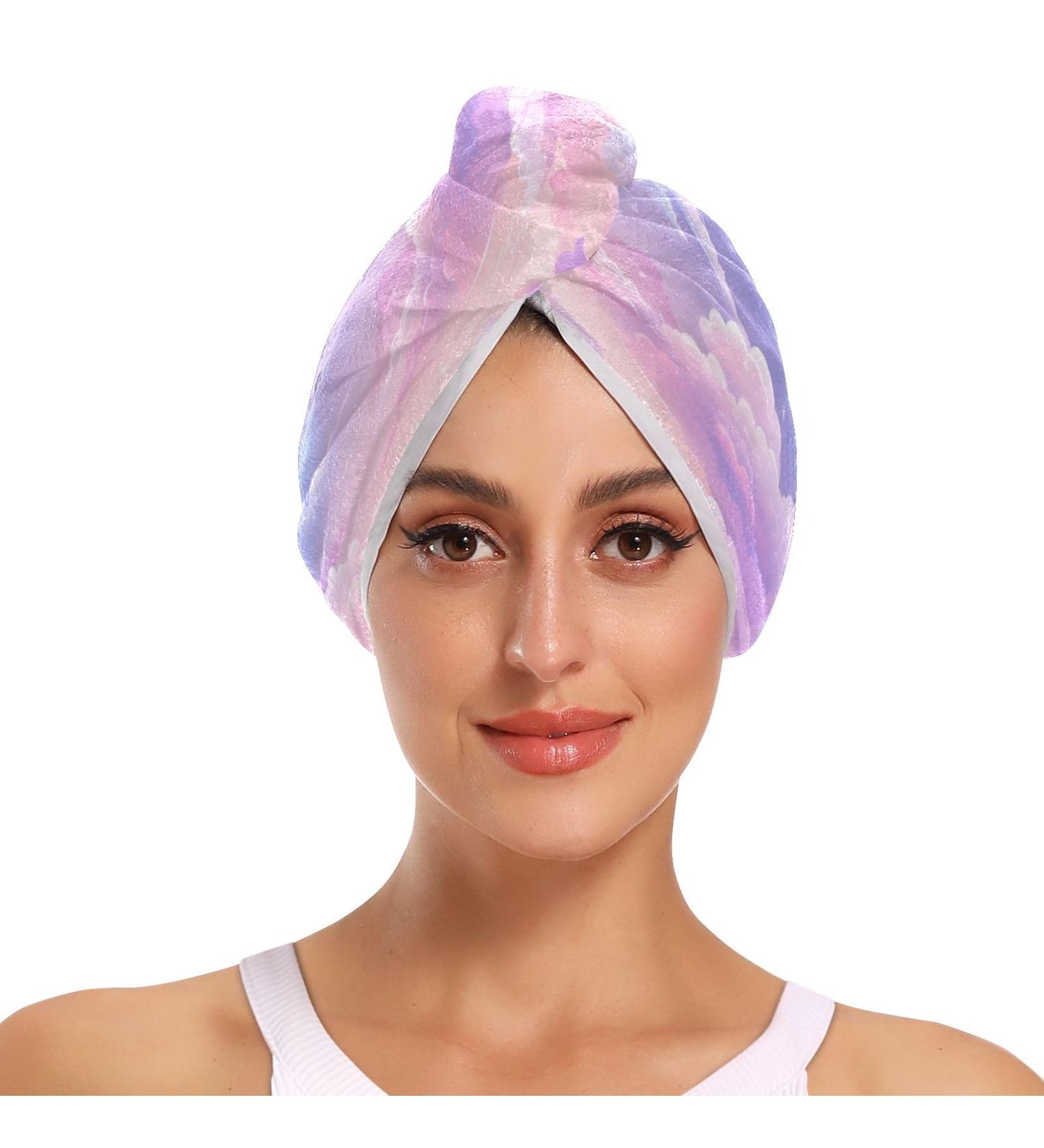 Super Absorbent Pink Purple Blue Hair Towel 2 Pack | Quick Drying Turban Hair Wraps for Women & Girls - Buy Online on GoSupps.com