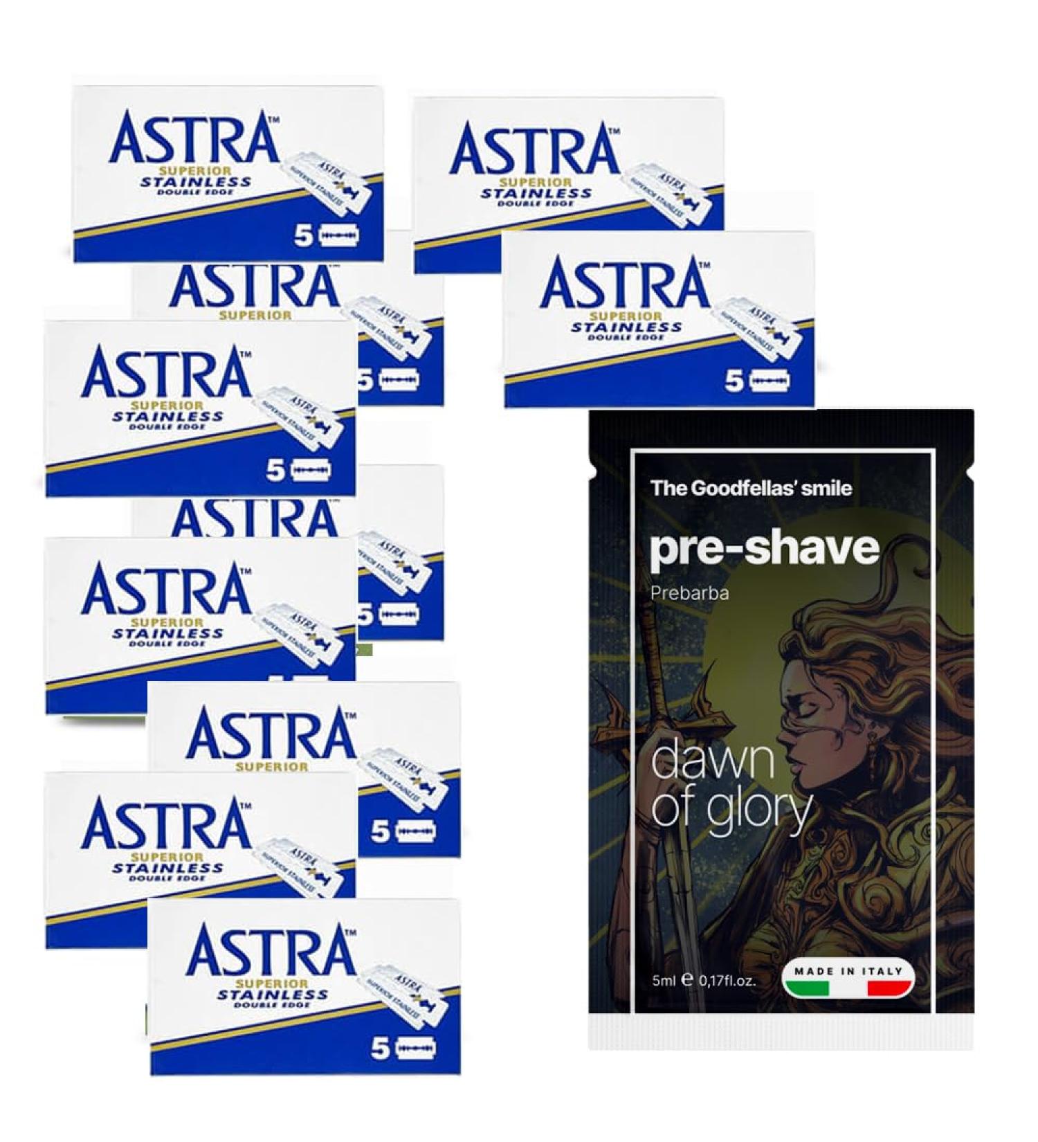 The Goodfellas' smile 50 Astra Superior Stainless razor blades blue + 1 piece The Goodfellas smile forebeard Dawn of Glory