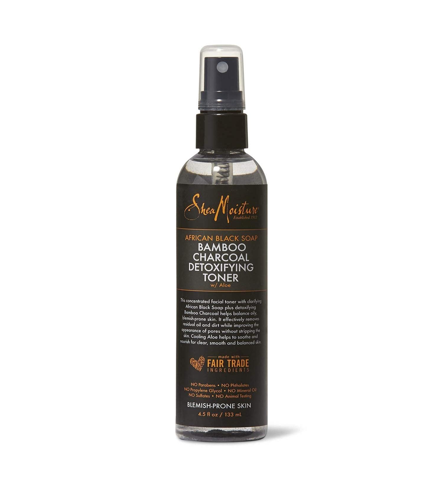 African Black Soap Bamboo Charcoal Detoxifying Toner with Aloe (4.5 Fluid Ounces)