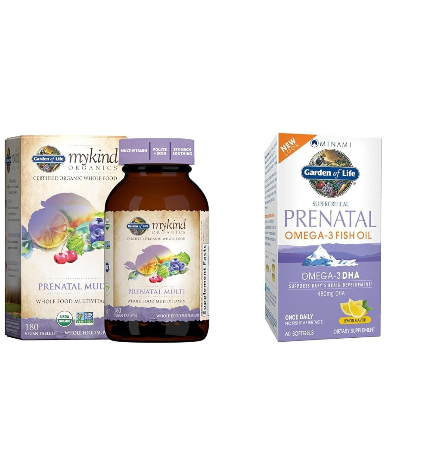 Garden of Life Organics Women s Prenatal Multivitamin with Vitamin D3 & Prenatal DHA Omega 3 Fish Oil - Minami Natural Prenatal 60 Softgels 180 Count (Pack of 1) Vitamin + Omega 3 Fish Oil 60 - Buy Online on GoSupps.com