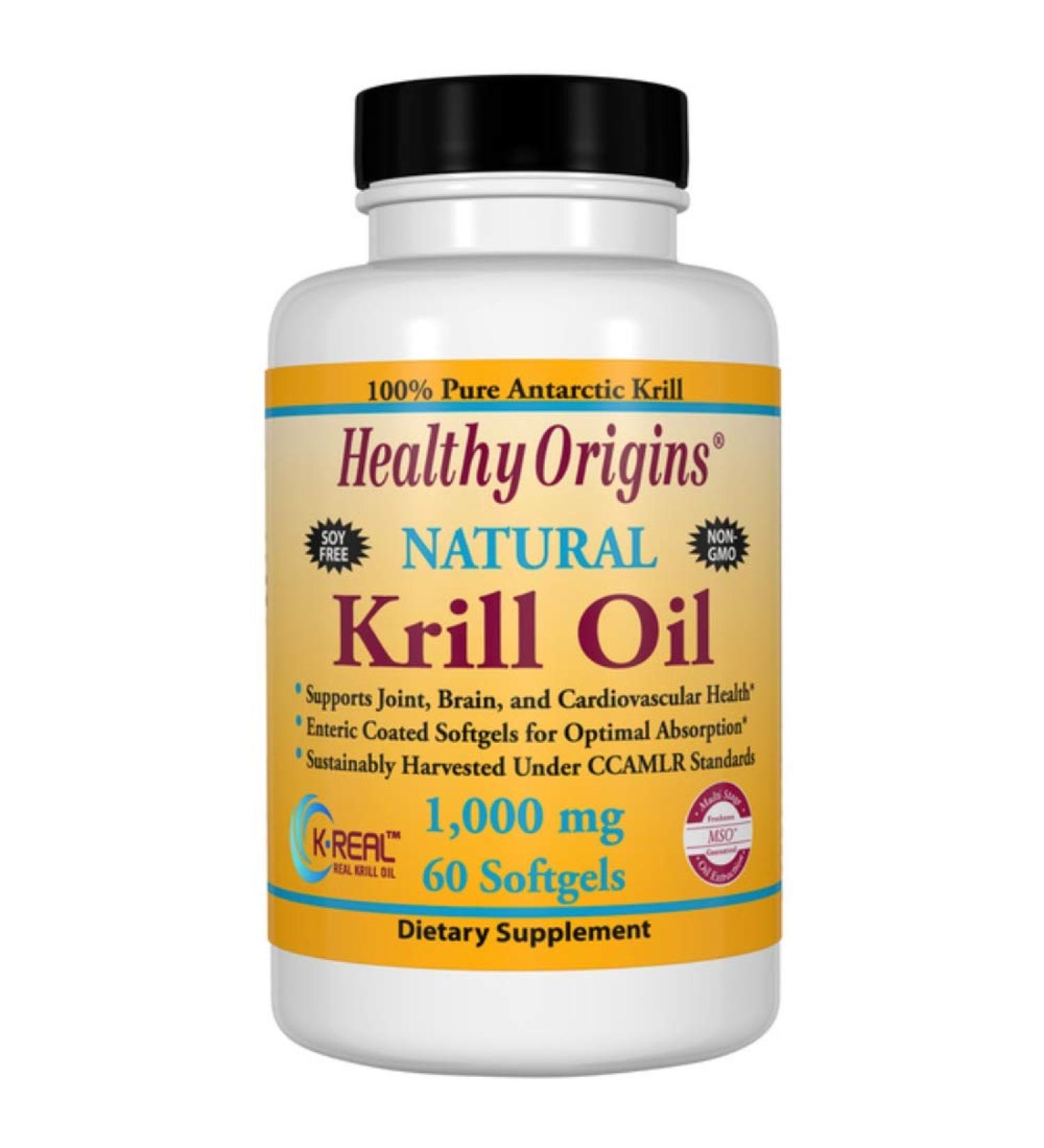Healthy Origins Krill Oil 1000 mg - 60 Softgels for Omega-3 & Antioxidants - Buy Online on GoSupps.com