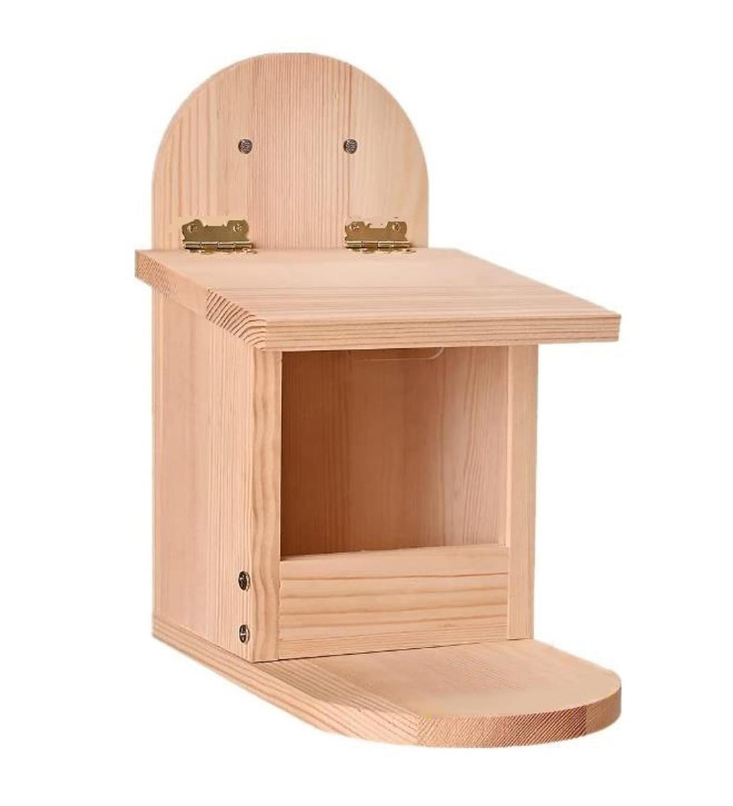 Squirrel Feeder Visible Wooden Squirrel House with Movable Cover Funny Squirrel Feeder with Long Feeding Platform for Outside Backyard Garden Squirrel House - Buy Online on GoSupps.com