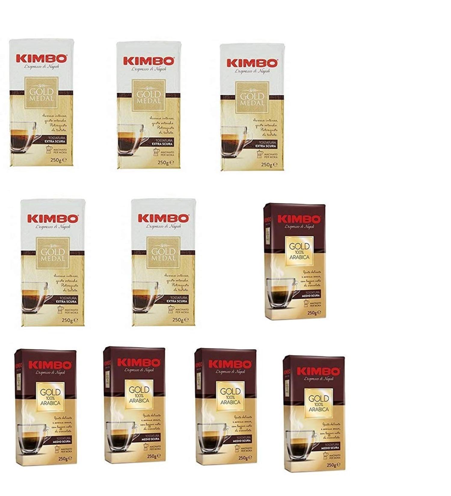 Kimbo Kikbo Gold Medal Gold Medal Gold 100% Italian Arabica Ground Coffee Mocha (10 x 250 g)