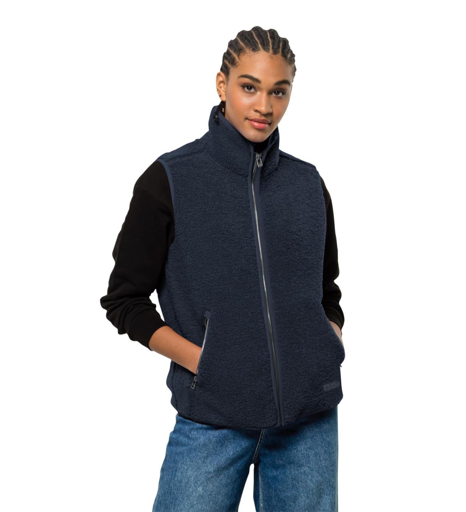 Jack Wolfskin Women's High Curl Vest Fleece Jacket - XS Night Blue | International Shipping Available - Buy Online on GoSupps.com