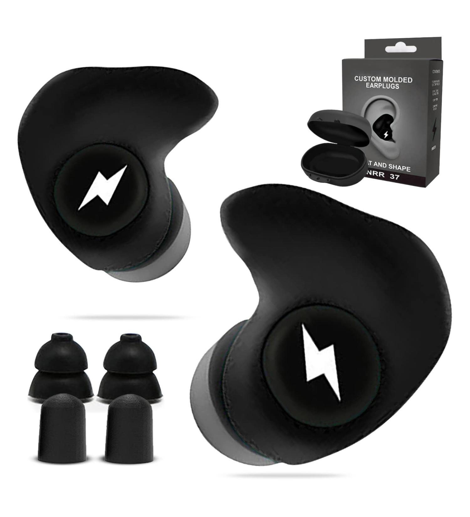 Ear Plugs Black Earplugs and Reusable Silicone Ear Plugs for Noise Cancelling Comfortable Hearing Protection - Buy Online on GoSupps.com