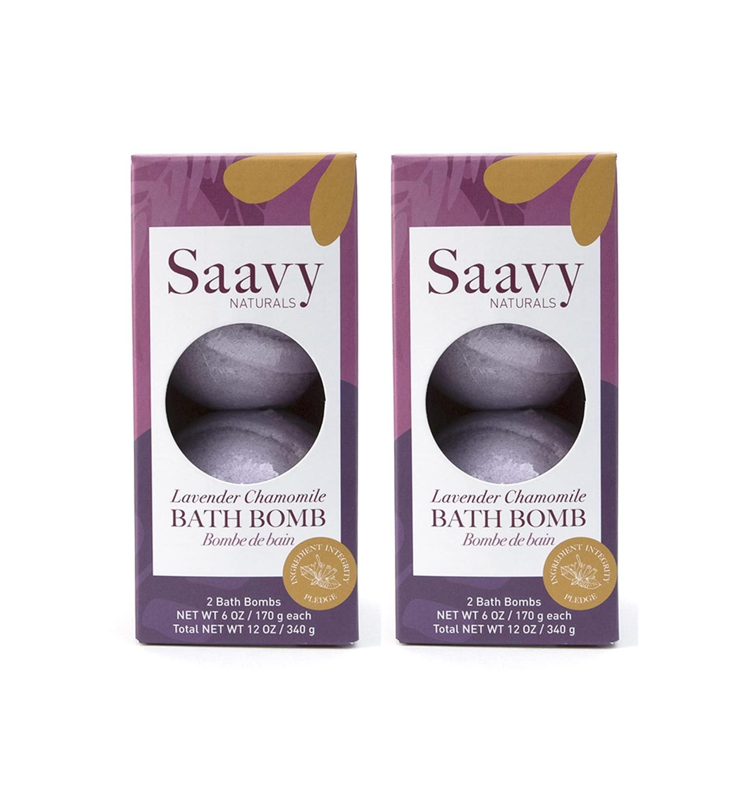 Saavy Naturals Lavender Chamomile Bath Bomb Duo Pack - 2 Lush Bath Bombs for Kids and Women - Buy Online on GoSupps.com