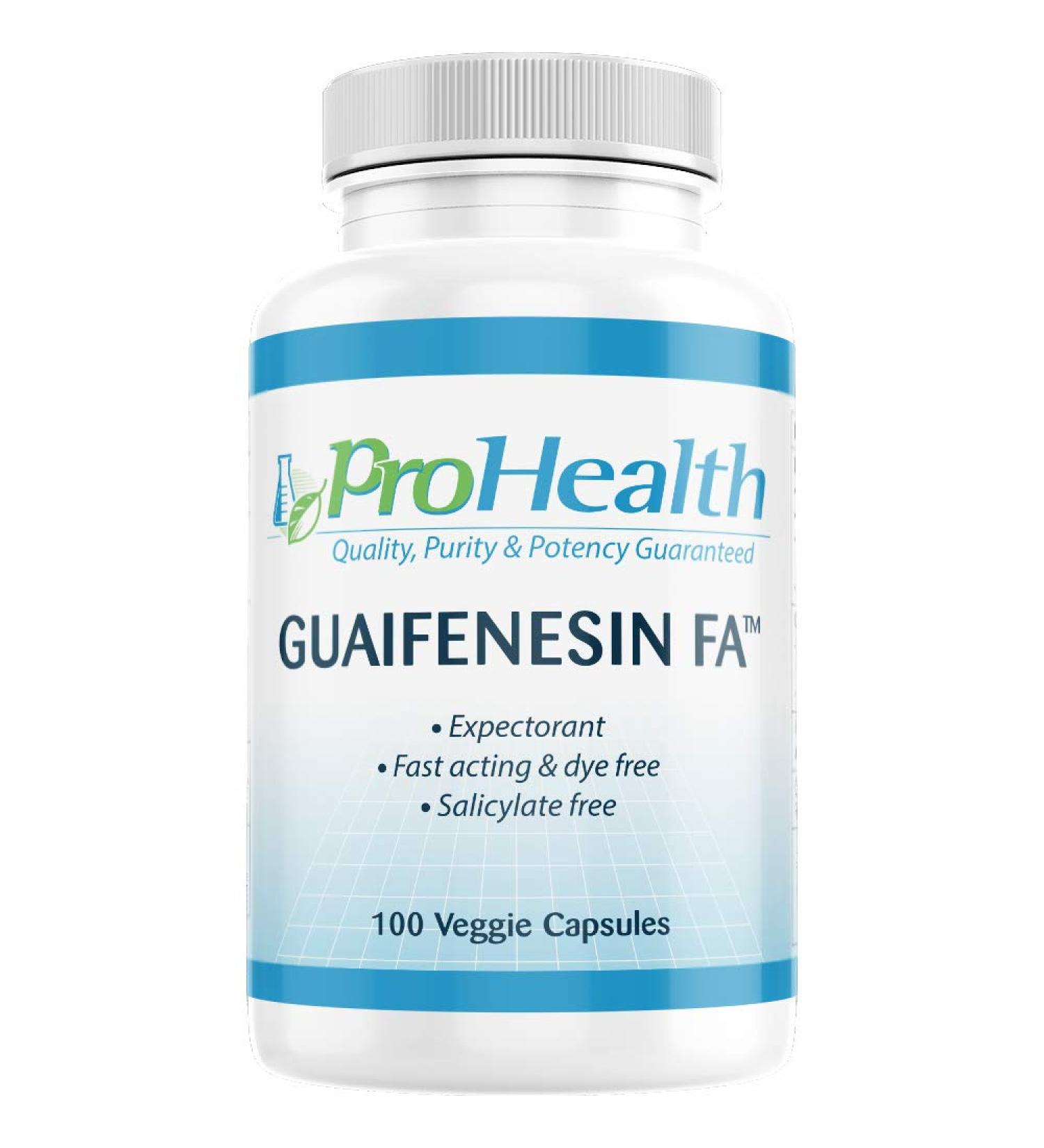 ProHealth Guaifenesin FA 400mg Veggie Capsules - Fast-Acting Expectorant for Mucus Relief - Buy Online on GoSupps.com