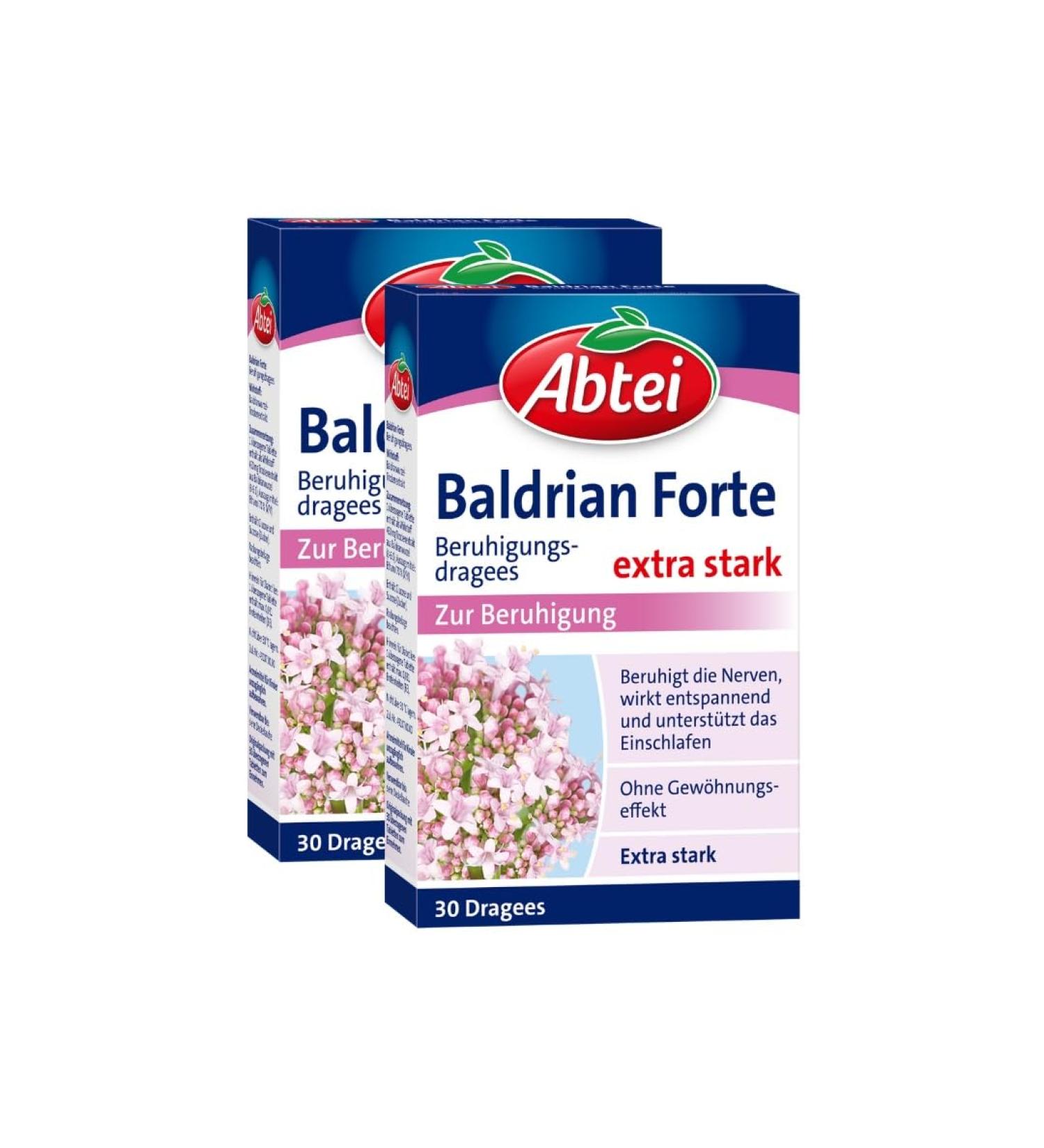 Abbey of the Valerian Forte - Natural Sleep Aid & Stress Relief - 30 Dragees (2 Packs) - Non-Habit Forming - Lab Tested Herbal Remedy - Buy Online on GoSupps.com