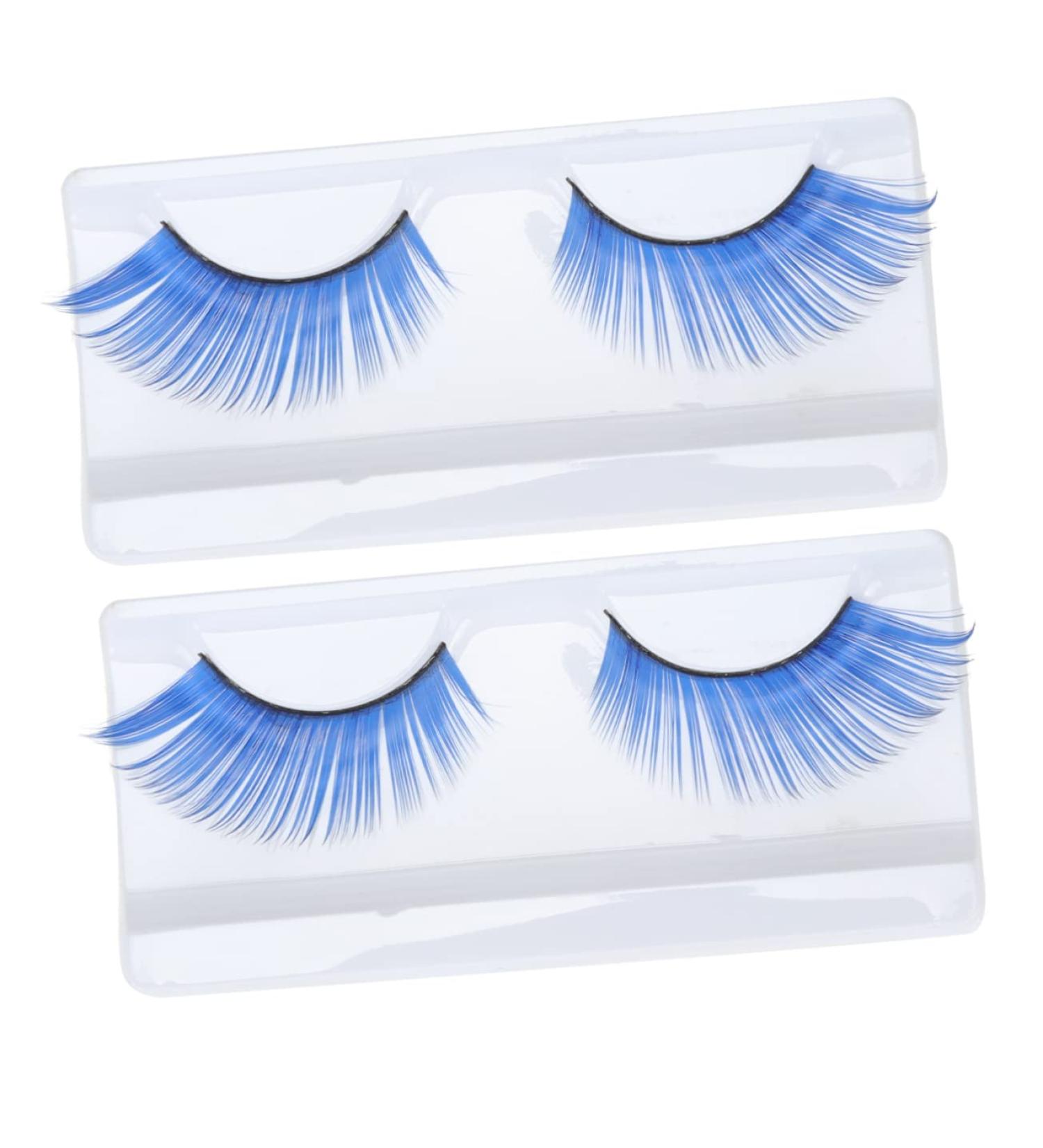ABOOFAN 2 Pairs Blue Long Eyelashes Halloween Fake Lashes Makeup Long Fake Eyelashes Halloween Artificial Eyelashes Halloween Makeup Eyelashes Cosplay Miss False Eyelashes - Buy Online on GoSupps.com