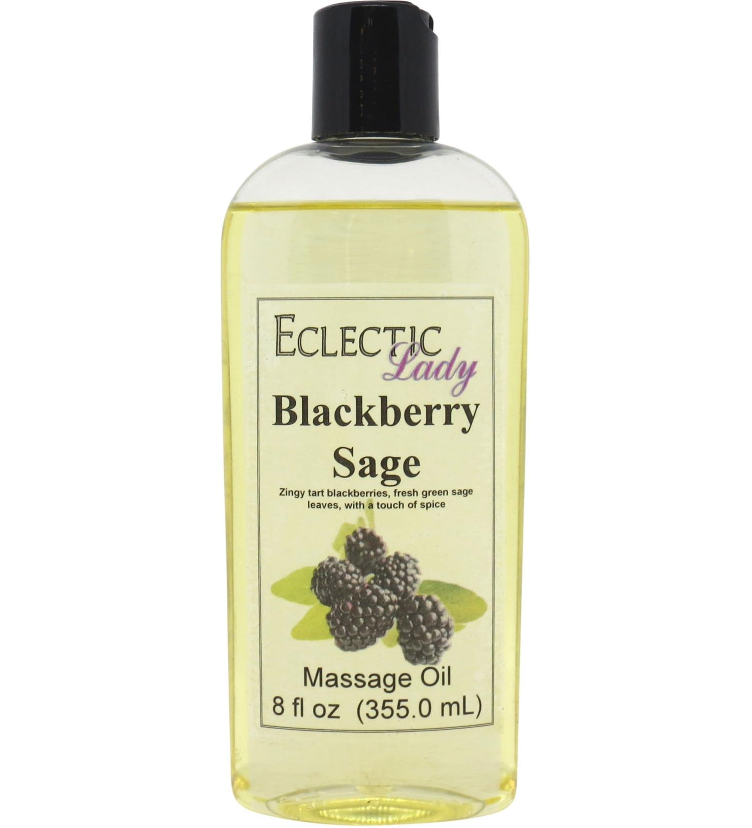 Blackberry Sage Massage Oil 8 oz - Sweet Almond & Jojoba Oil Preservative Free | Aromatherapy & Relaxation - Buy Online on GoSupps.com