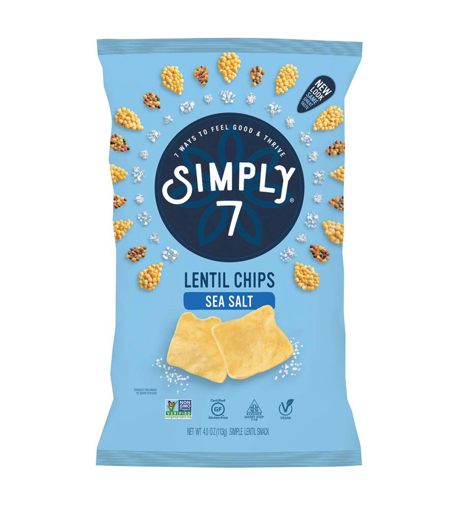 Simply 7 Lentil Chips - Non-GMO, Gluten Free, Vegan Sea Salt - 0.8oz (Pack of 24) - Buy Online on GoSupps.com