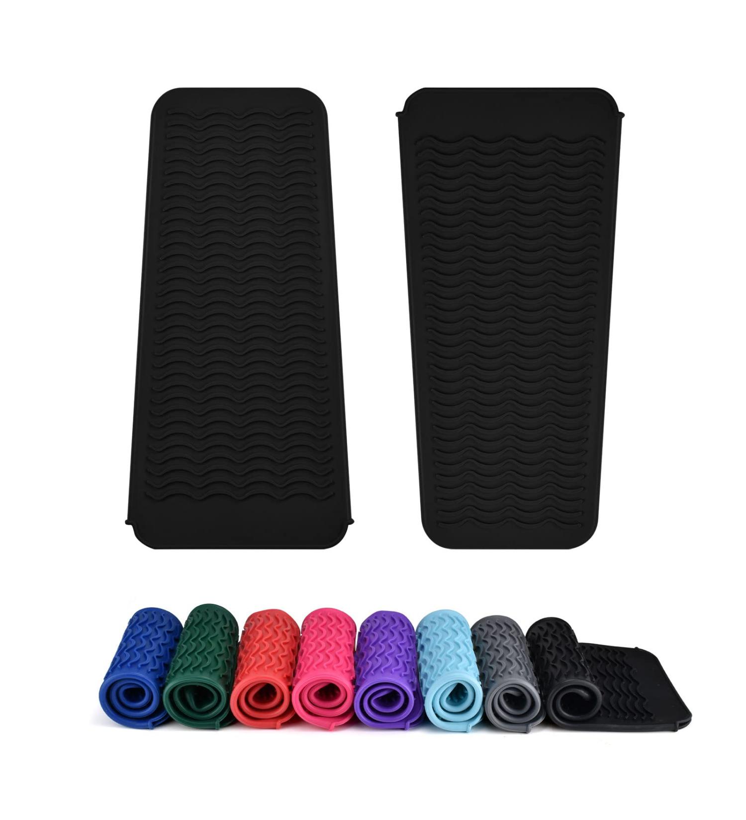 AOKLANT 2 Pack Heat Resistant Silicon Mat Pouch for Curling Iron & Hair Styling Tools - Black (2 Pack) - Buy Online on GoSupps.com