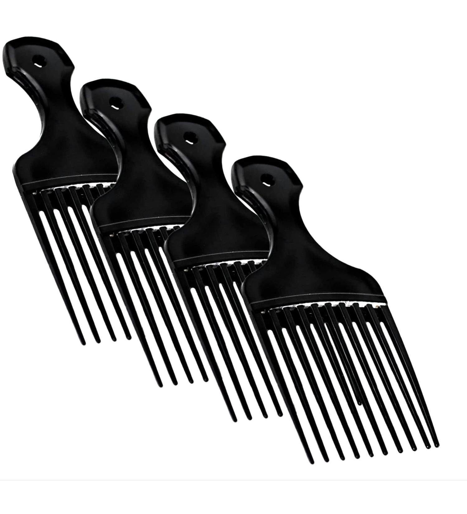 4 Pack 5.25 Inch Plastic Hair Pick Combs - Wide Tooth Afro Lift Picks for Styling, Lifting, and Detangling - Ideal for Long Curly, Thick Hair, Wigs, and Beards - Men & Women - Buy Online on GoSupps.com