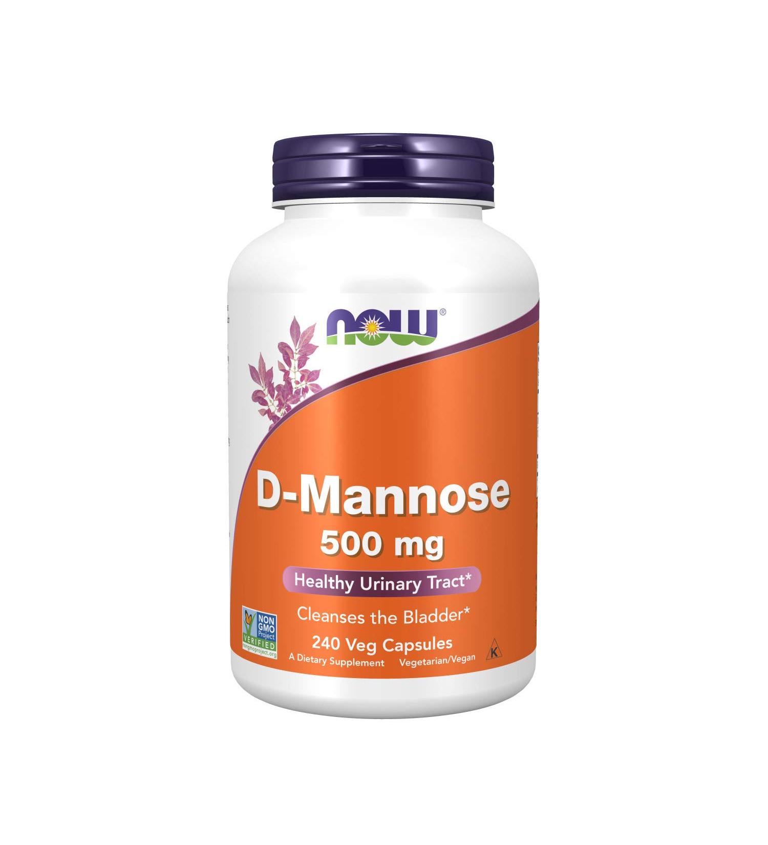 Now Foods D-Mannose 500 mg - 240 Veg Capsules for Urinary Health - Buy Online on GoSupps.com