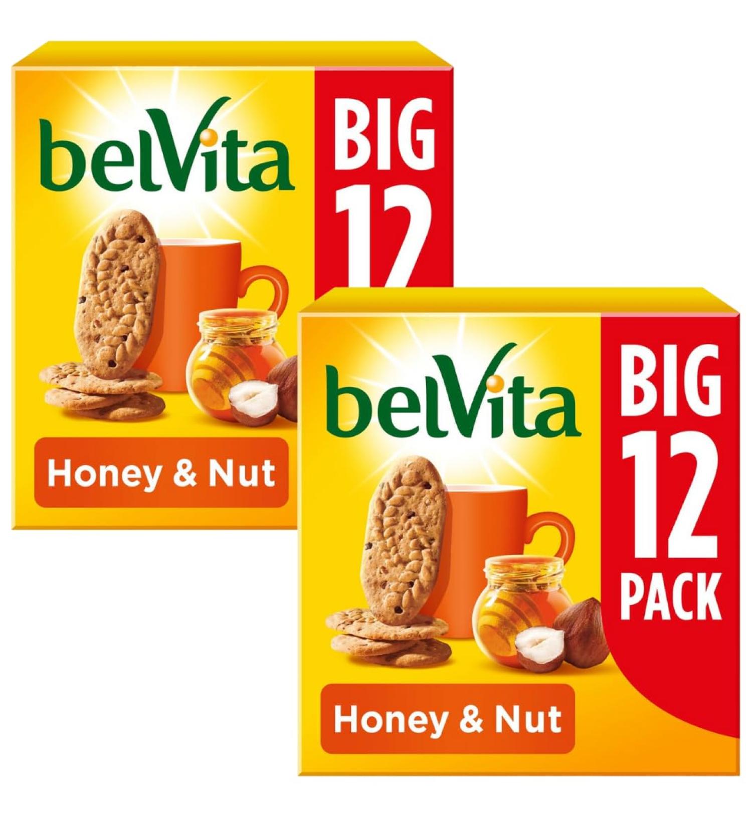 Breakfast Bar Bundle with Belvita Honey & Nuts Big Pack 12 Bars Per Pack (2 Pack)