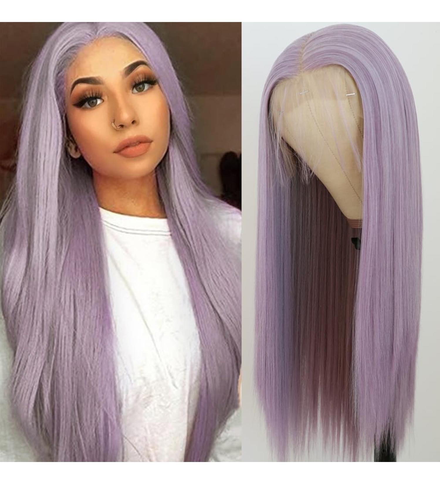 Buy Maycaur Long Straight Purple Lace Front Wigs - 22 Inch Synthetic Hair for Fashion Women | Natural Bay Hair - Buy Online on GoSupps.com