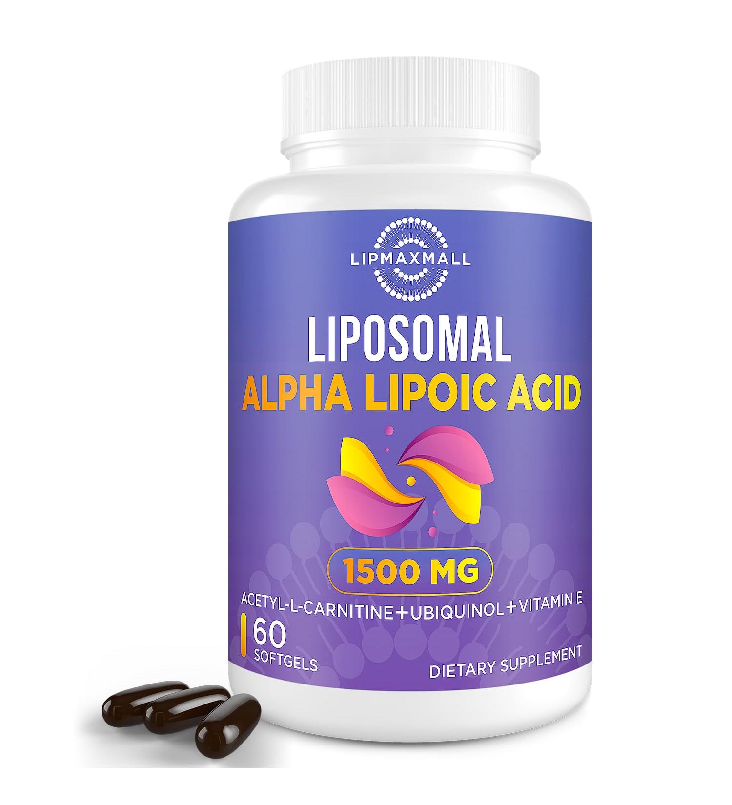 Liposomal Alpha Lipoic Acid 1500mg - Powerful Antioxidant Supplement with Acetyl-L-Carnitine & Ubiquinol - 60 Softgels for Energy Boost | Shop Now - Buy Online on GoSupps.com