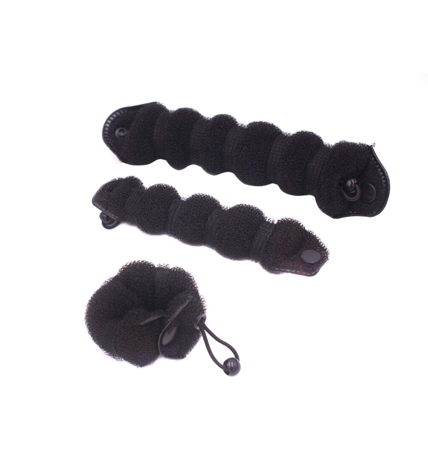 Set of 3 Magic Hair Styling Tools - Hot Donut Bun Ring & Curler Accessories (Black) - Perfect for Effortless Updos - Buy Online on GoSupps.com