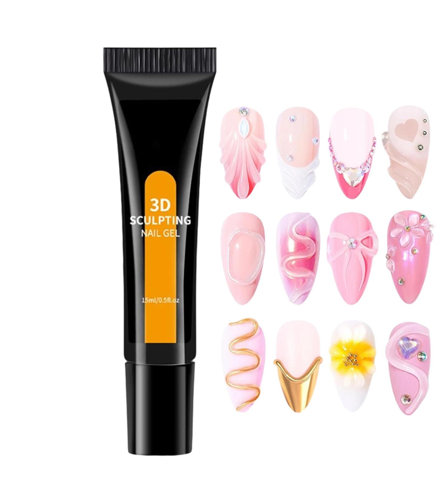  baabeash 3D Sculpting Nail Gel Long-Lasting 3D Beauty Products - 15ml Super Strong Glue for Nail Decorations | Chrome Powder Rhinestone Sticker for Salon Home Party Wedding Birthday - Buy Online on GoSupps.com