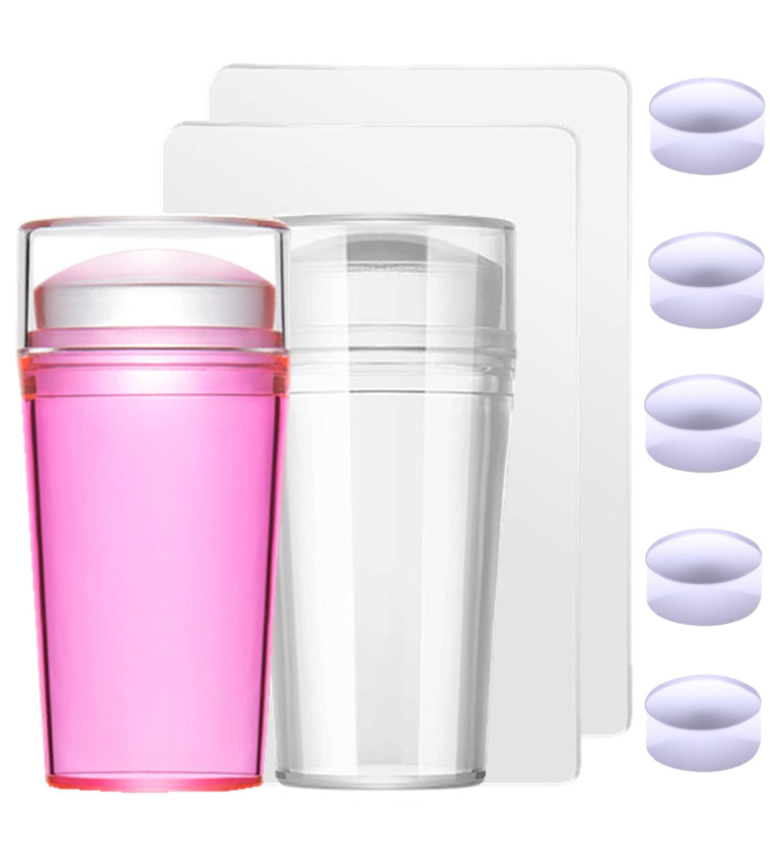 DHYXZCA 2 Pcs Jelly Nail Stamper Kit - 5 Clear Silicone Heads - French Tip Nail Stamp DIY Print Tools (Pink + Clear) - Buy Online on GoSupps.com