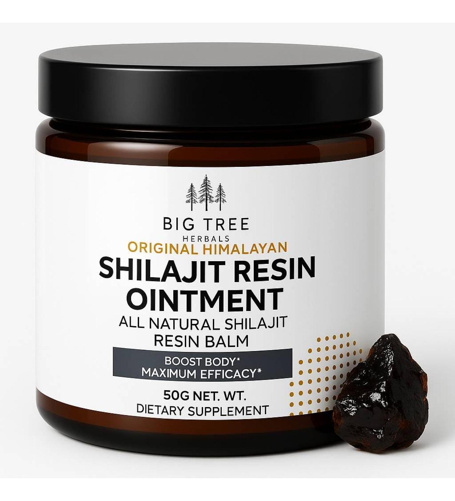 BIG TREE HERBALS Original Shilajit Resin Ointment - High Potency Gold Grade Balm for Men & Women Natural Energy & Wellness Boost 50G Pure Shilajit Extract - Buy Online on GoSupps.com