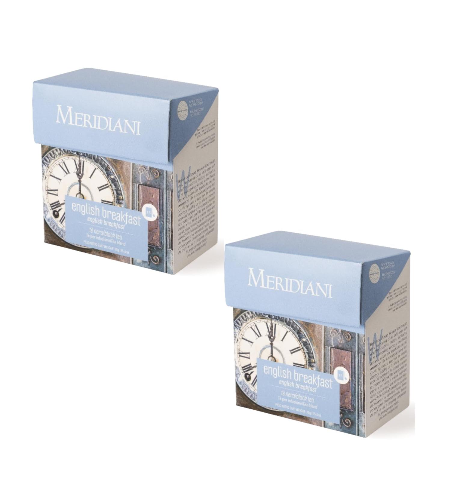 MERIDIANI Meridiani | English Breakfast Tea Bags | Breakfast Black Tea Blend | Traditional Ceylon Black Tea - 2 x 15 Bags (60 Gr)