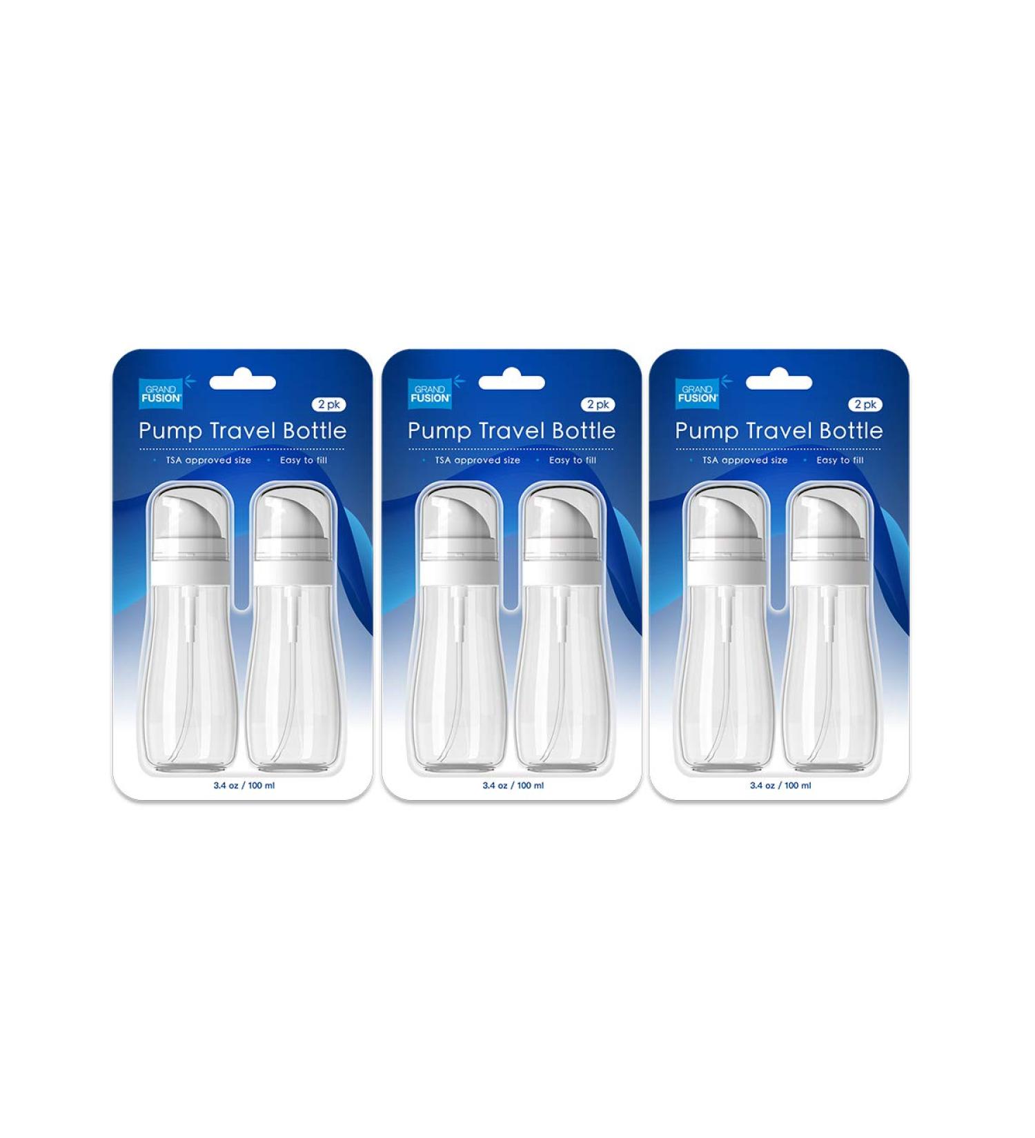 Grand Fusion TSA Approved 3.4 Oz Travel Bottles - 6 Pack for Toiletries Lotions & Creams | Clear Travel Pump Bottles - Buy Online on GoSupps.com