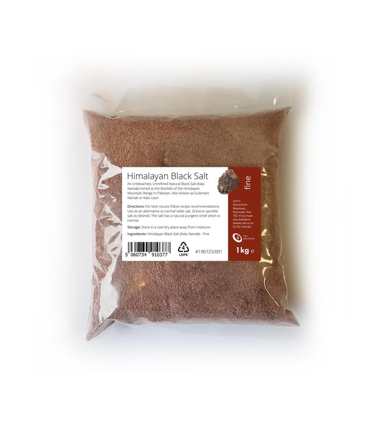 Intralabs - Black Himalayan Salt 1kg - Pure & Naturally Organic Food Grade Kala Namak Fine