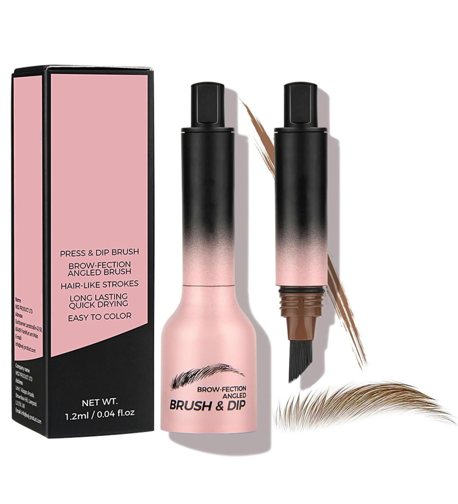 Liquid Eyebrow Brush Beginner Brow-Fection Angled Brush & Dip Waterproof Long Lasting Smudge Proof Brow Pencil with Square Brush and Dip for Eyebrows Quick Drying Outlining Filling (#02Taupe) - Buy Online on GoSupps.com