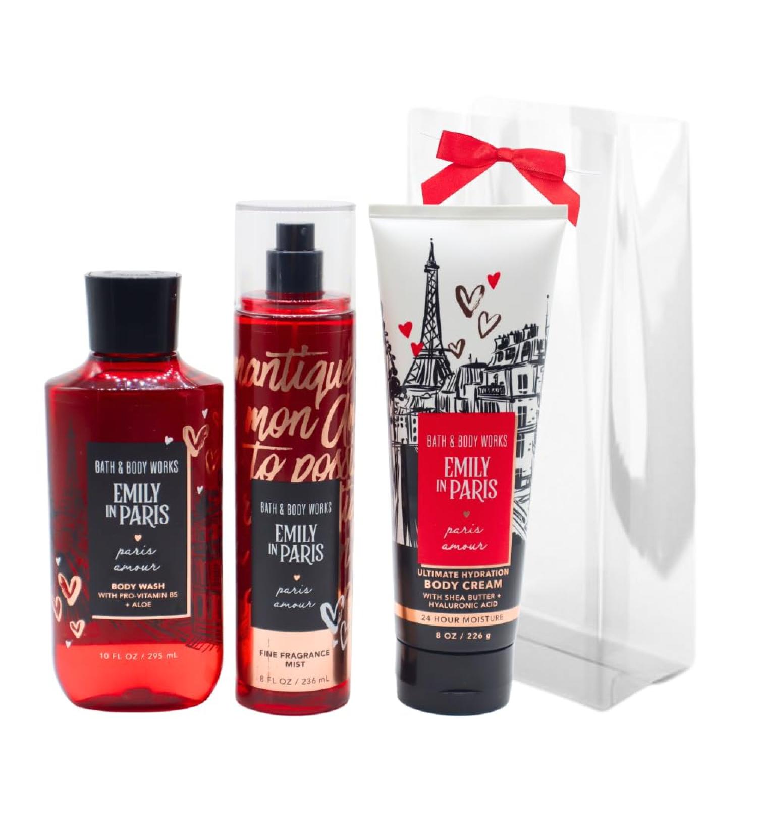 Bath & Body Works Emily in Paris PARIS AMOUR 3pc bundle Gift Set with a Red Bow for Holidays - Mist Body Cream and Shower Gel - Full Size - Buy Online on GoSupps.com