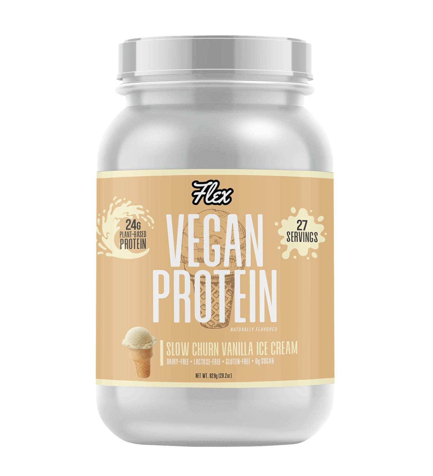 Plant-Based Protein Powder - Slow Churn Vanilla Ice Cream | Vegan Gluten-Free Low Net Carbs No Sugar Added | 1.8 lb - 27 Servings - Buy Online on GoSupps.com