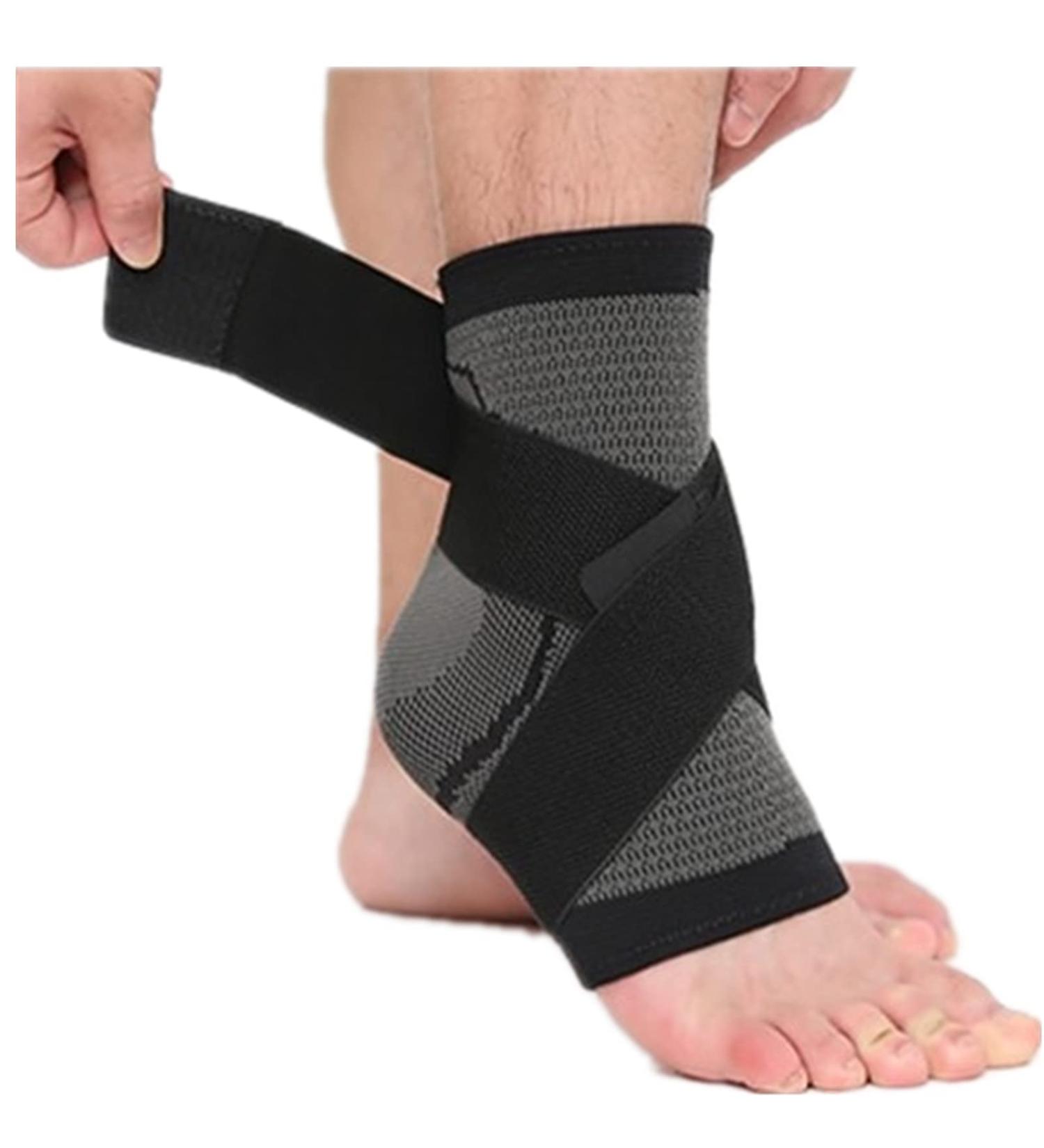 Ankle Support Brace - Adjustable Compression Wraps for Men & Women | Achilles Tendon & Plantar Fasciitis Relief - Black Medium - Buy Online on GoSupps.com