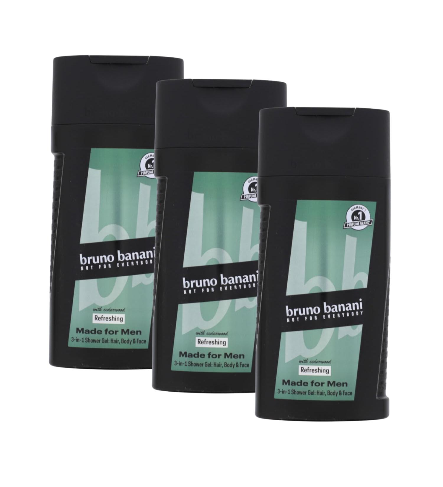  Bruno Banani bruno banani Made for Men 3 in 1 Body Wash 250ml - 3 Pack - Body Wash Hair & Face Wash - Buy Online on GoSupps.com