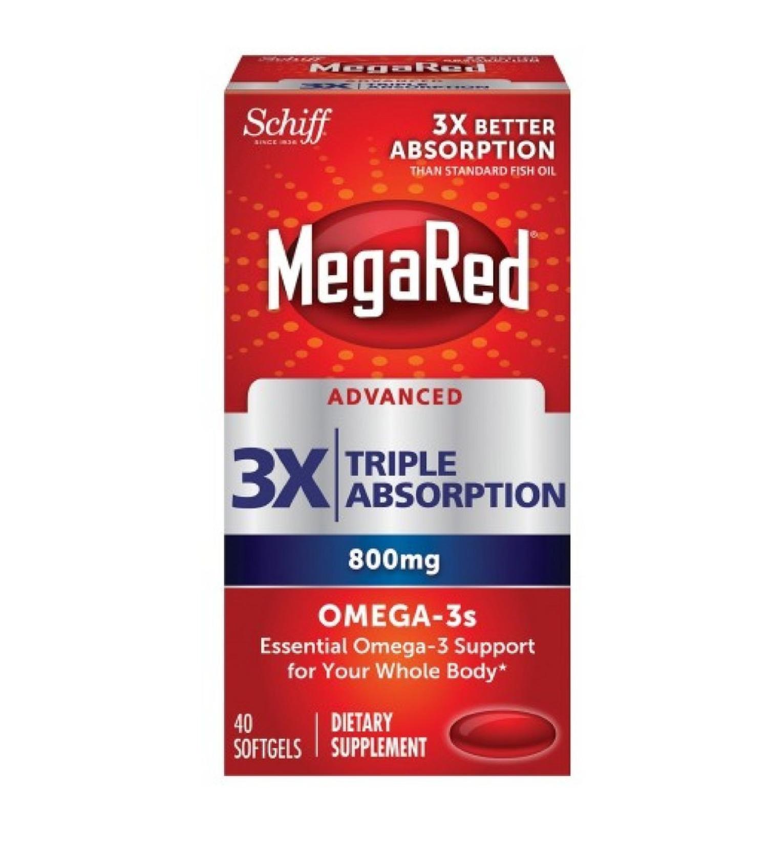 Schiff MegaRed Advanced Omega-3s 800 mg - 40 Softgels for Heart & Joint Health - Buy Online on GoSupps.com