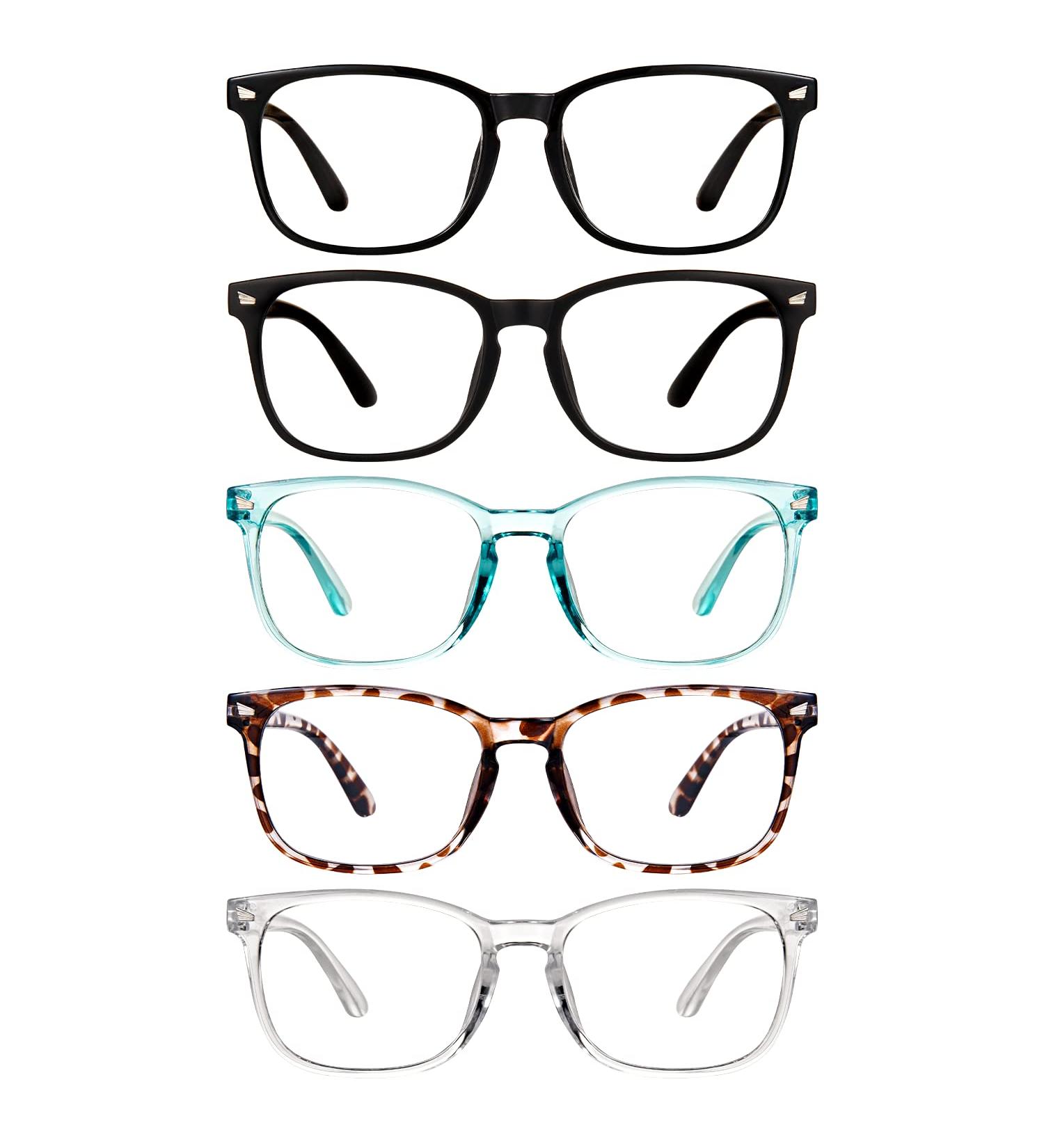CHEERS DEVICES 5 Pack Blue Light Blocking Computer Readers Anti Glare Eyeglasses for Women Men 2.5x Magnification 52mm Mixed Color